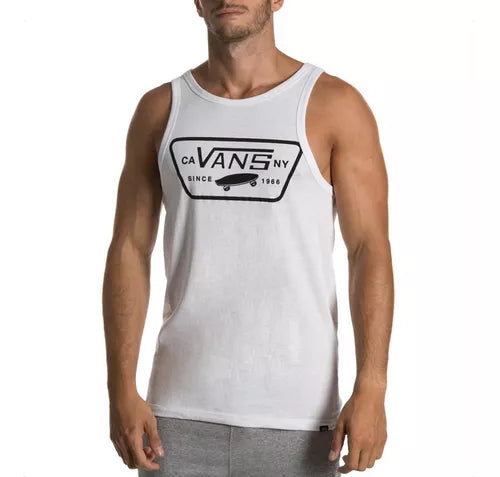 Vans Full Patch Muscle Tank Top for Men - White | Casual Streetwear for Summer & Gym Workouts