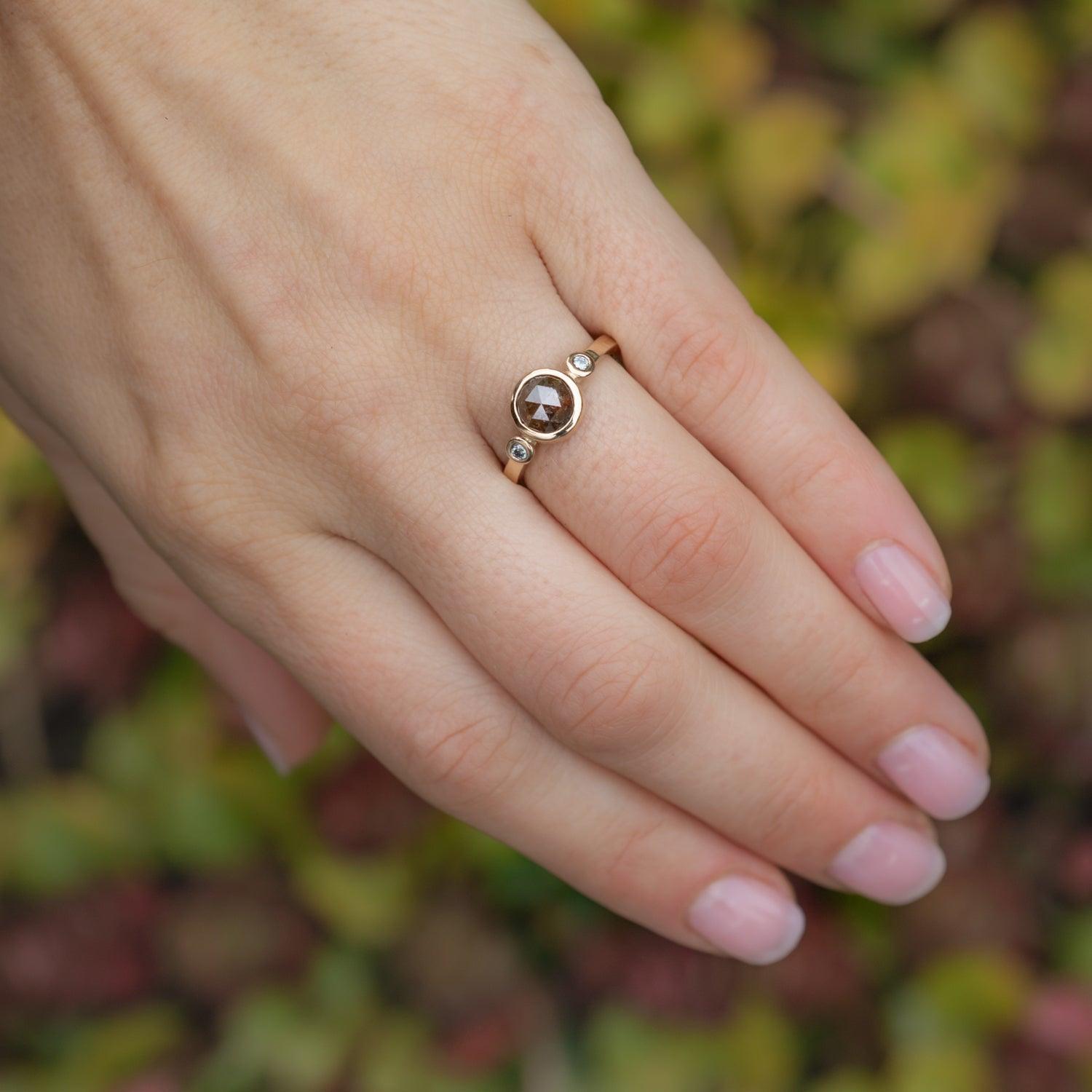 Kendra Cognac Diamond Ring – Elegant Vintage Style Jewelry for Women, Perfect for Weddings, Anniversaries & Special Occasions