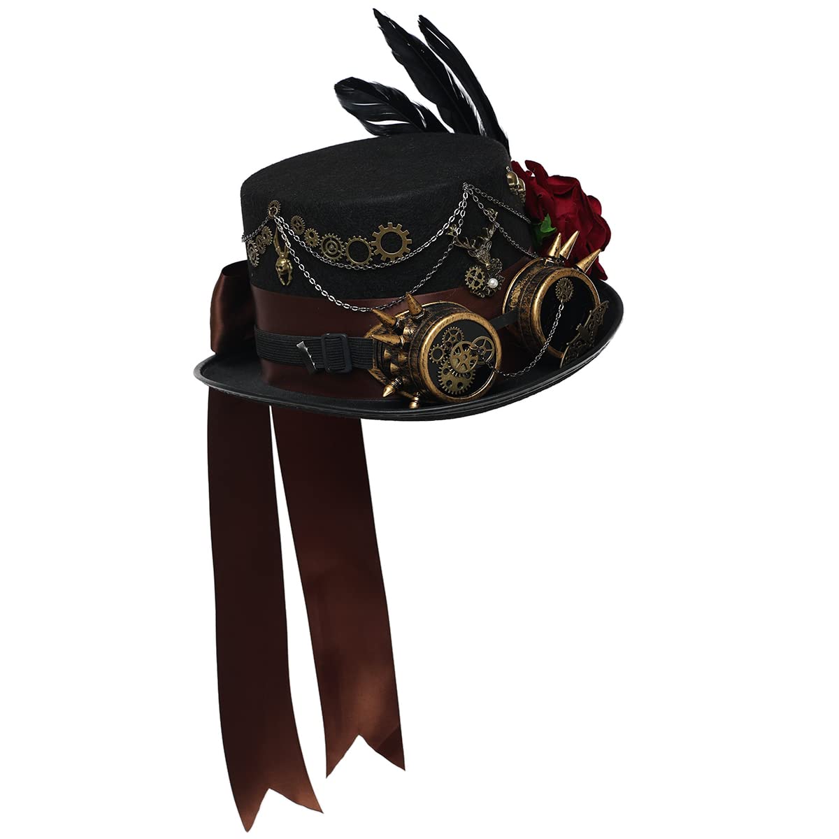 Steampunk Top Hat with Goggles for Women & Men - Victorian Gothic Halloween Costume Accessory - Perfect for Cosplay, Renaissance Fairs, and Themed Parties