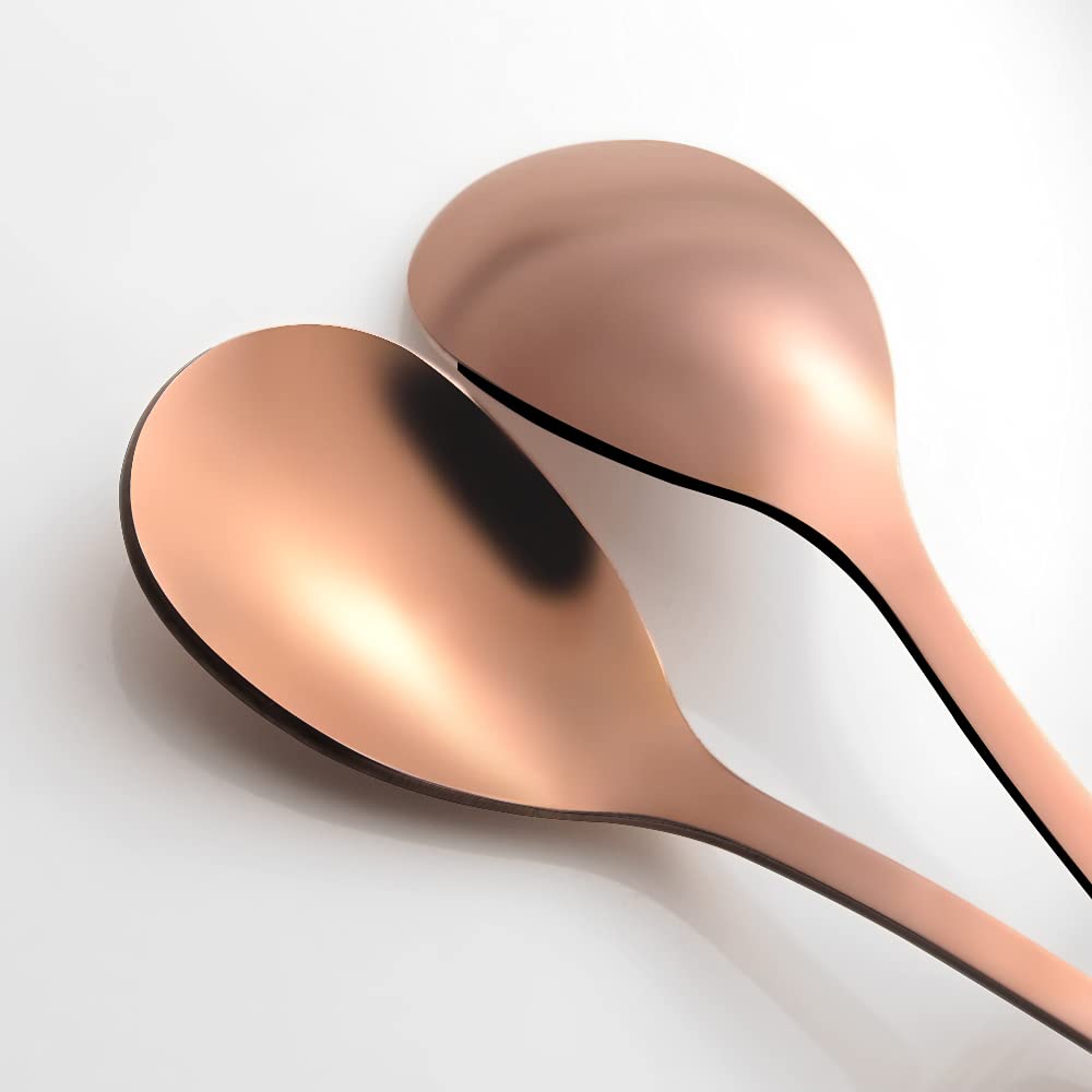 AnSaw 4.7-Inch Gold Small Swan Base Coffee Spoon & Fruit Fork Set - Rose Gold Leaf Handle, 4-Piece Spoon & 4-Piece Fork Set for Tea Party, Dessert, Wedding, and Home Decor
