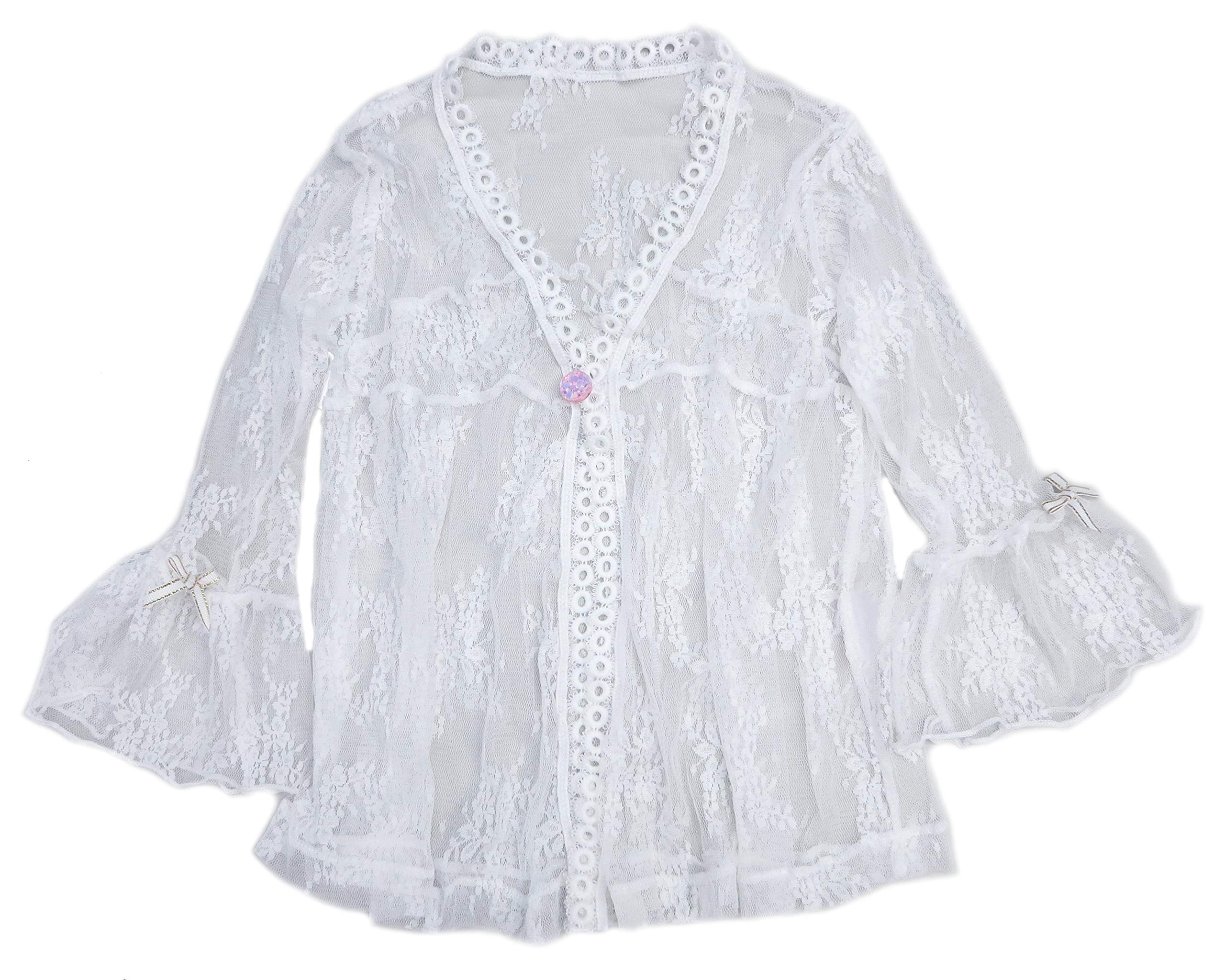 Elegant White Lace Wrap Top for Girls | Flowy Summer Blouse | Perfect for Parties, Photos & Special Occasions