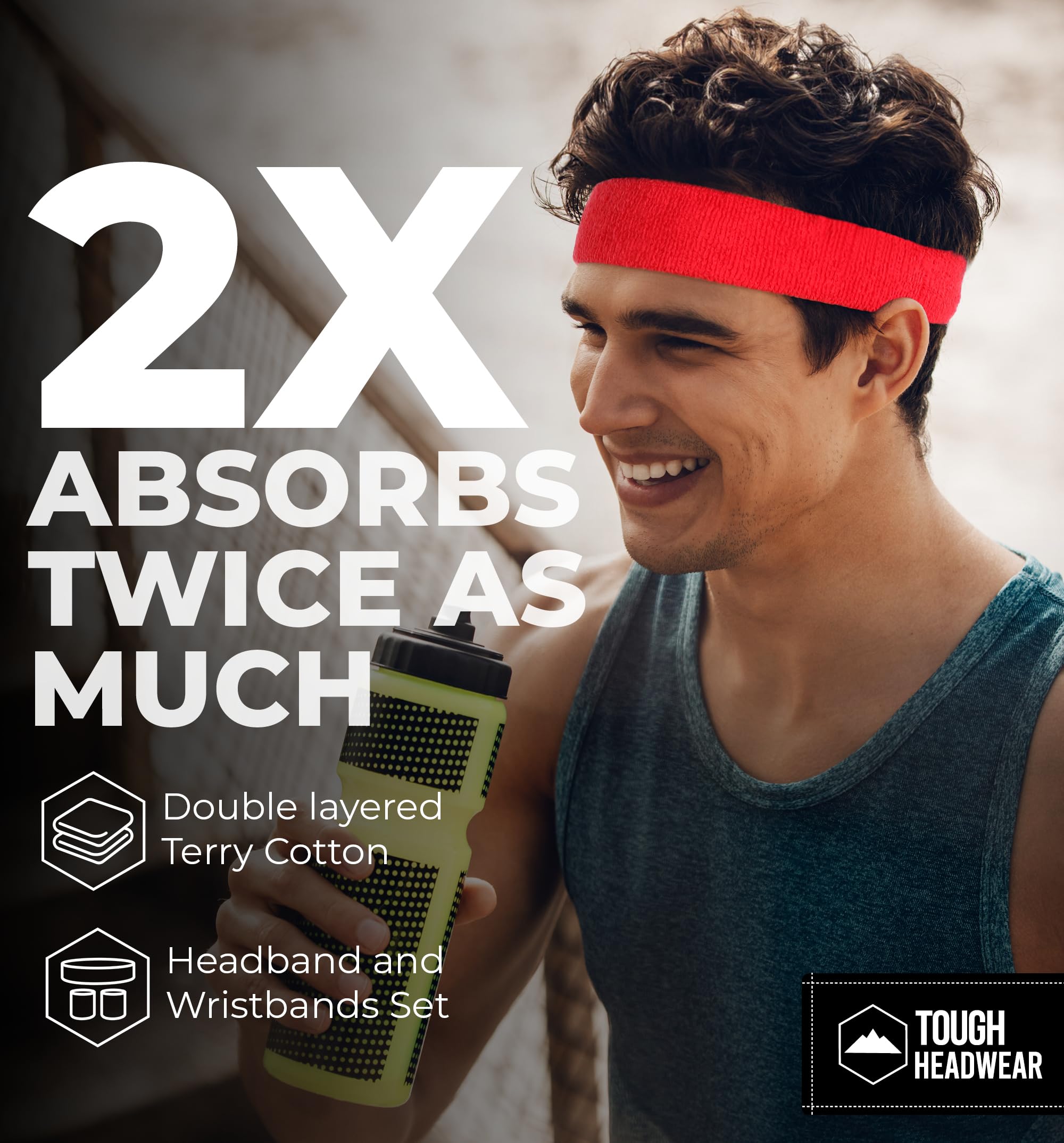 Breathable Terry Cloth Sweatband Headband & Wristband Set for Men & Women - Moisture Wicking Sports Accessories for Tennis, Basketball, Gym Workouts & Exercise | Perfect for Running, Yoga & Active Lifestyles