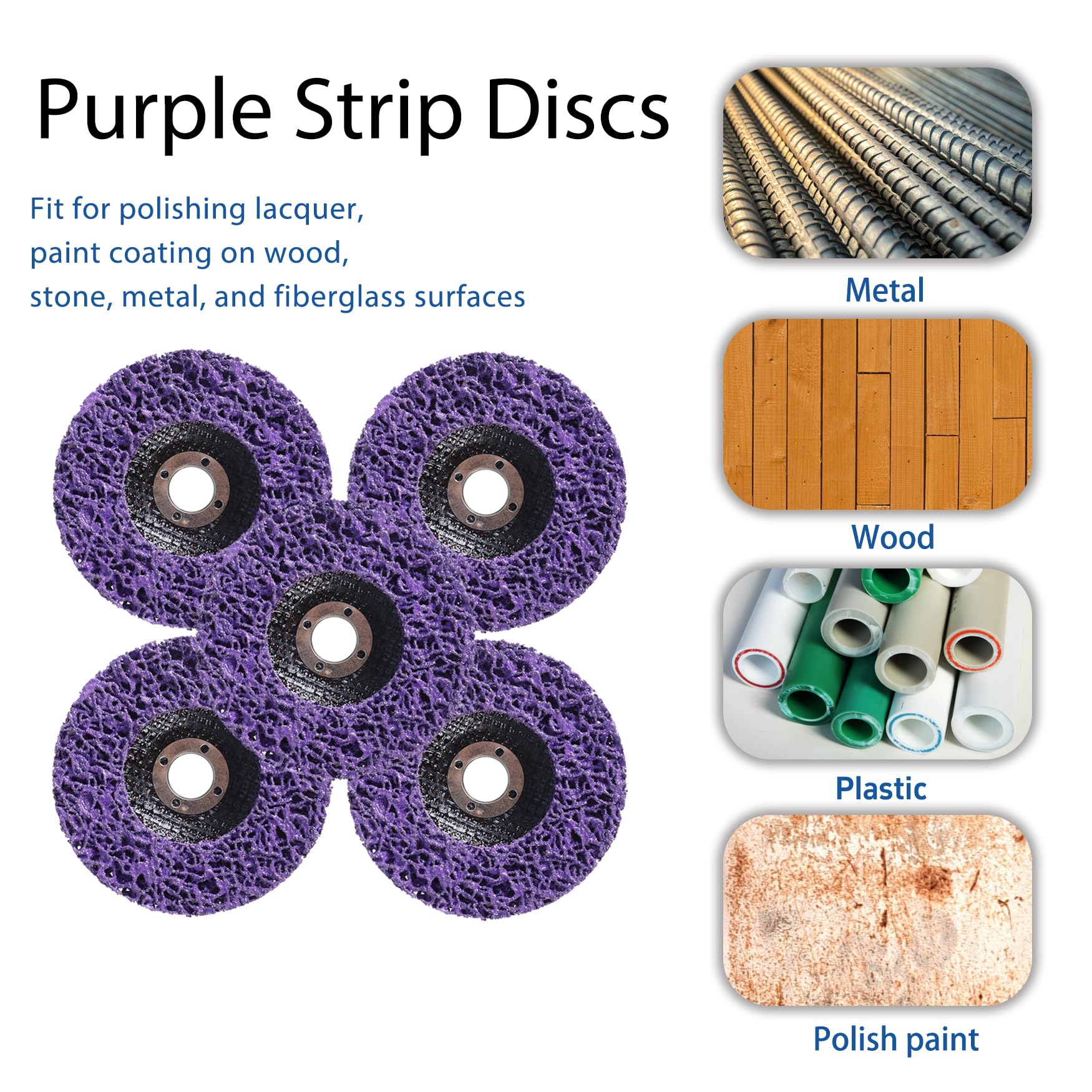 5 Pack Purple Strip Discs Stripping Wheel 4 x 5/8 Inch - Paint & Rust Removal Polishing Discs for Angle Grinder - Perfect for Metal Surface Cleaning, Paint Stripping & Oxidation Removal in Auto Repair & DIY Projects