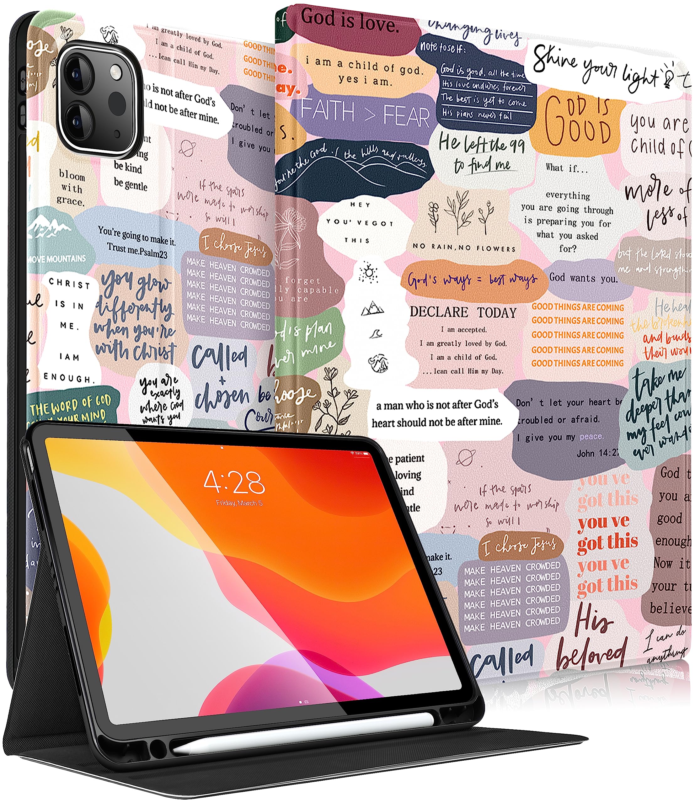 Cute Girly iPad Air 11 Case (M2/M3) & iPad Pro 11 Cover - Compatible with iPad Air 5th/4th Gen 10.9 & iPad Pro 11 (2024/2025/2022/2020) | Folio Stand with Pencil Holder | Perfect for Kids, Women & Girls - School, Work & Travel Protection