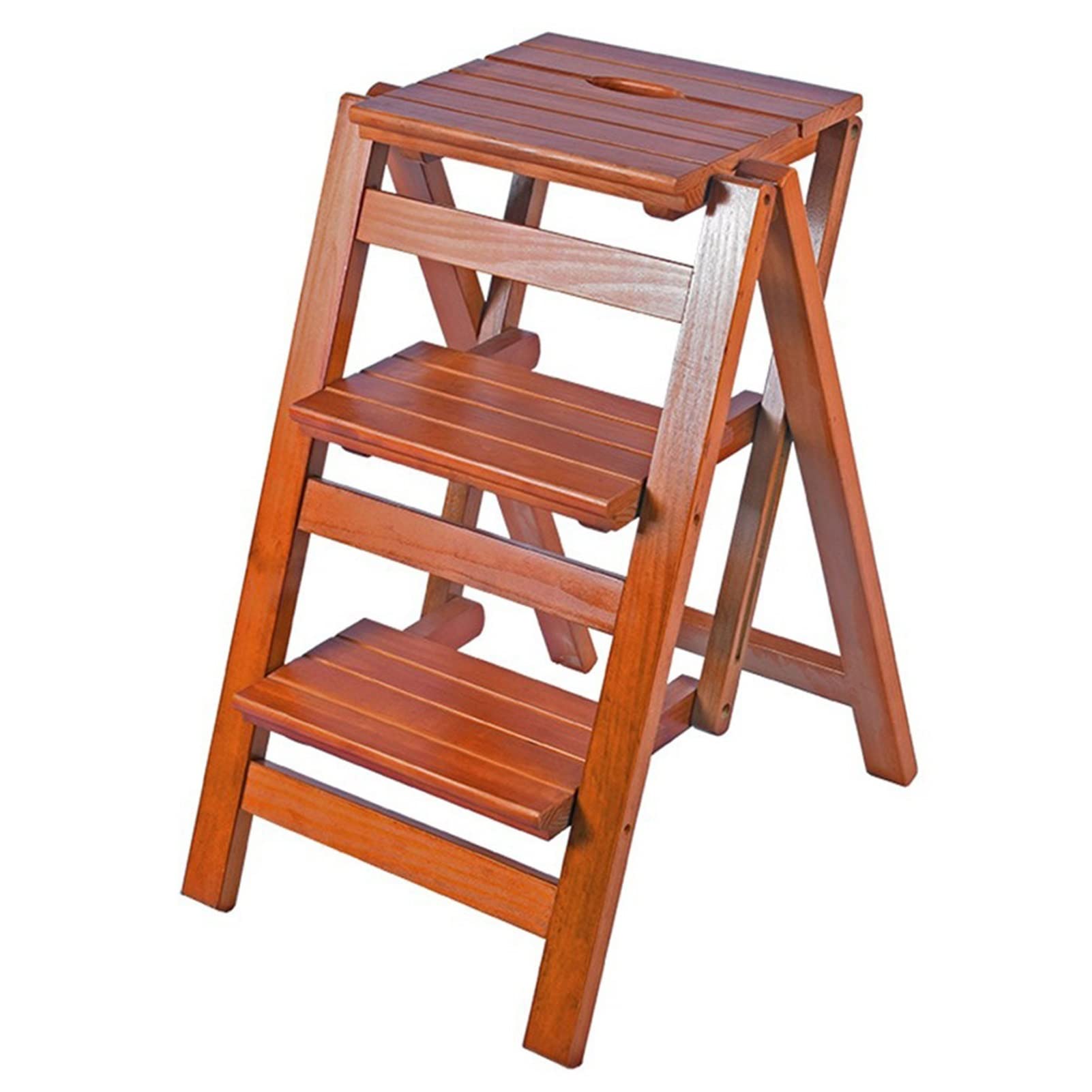 KAZUP Foldable Wooden Step Stool for Kitchen, Home & Office - Portable Ladder Stool with Non-Slip Surface - Perfect for Reaching High Shelves, Cooking, and Home Organization