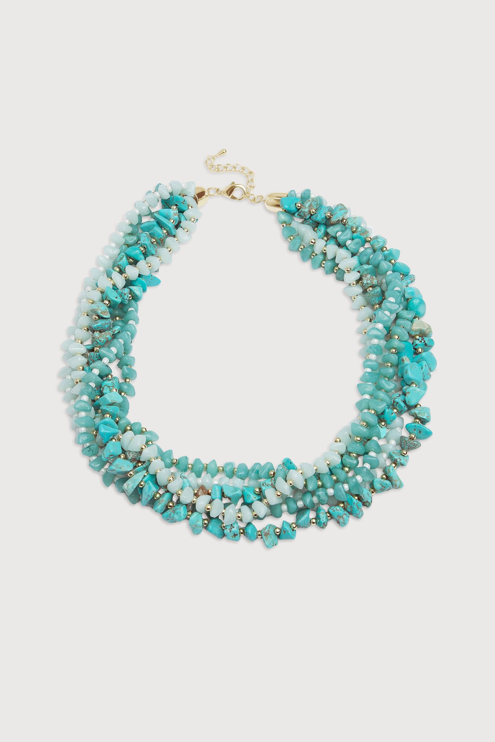 Turquoise Beaded Multi Strand Necklace for Women | Bohemian Style Layered Jewelry | Perfect for Festivals, Beach Parties & Everyday Wear