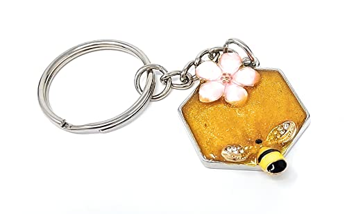 Premium Honey Pot Keychains - Pink & Silver Cute Bee-Themed Keyring for Women, Gifts, and Home Decor | Perfect for Keychains, Bags, and DIY Craft Projects