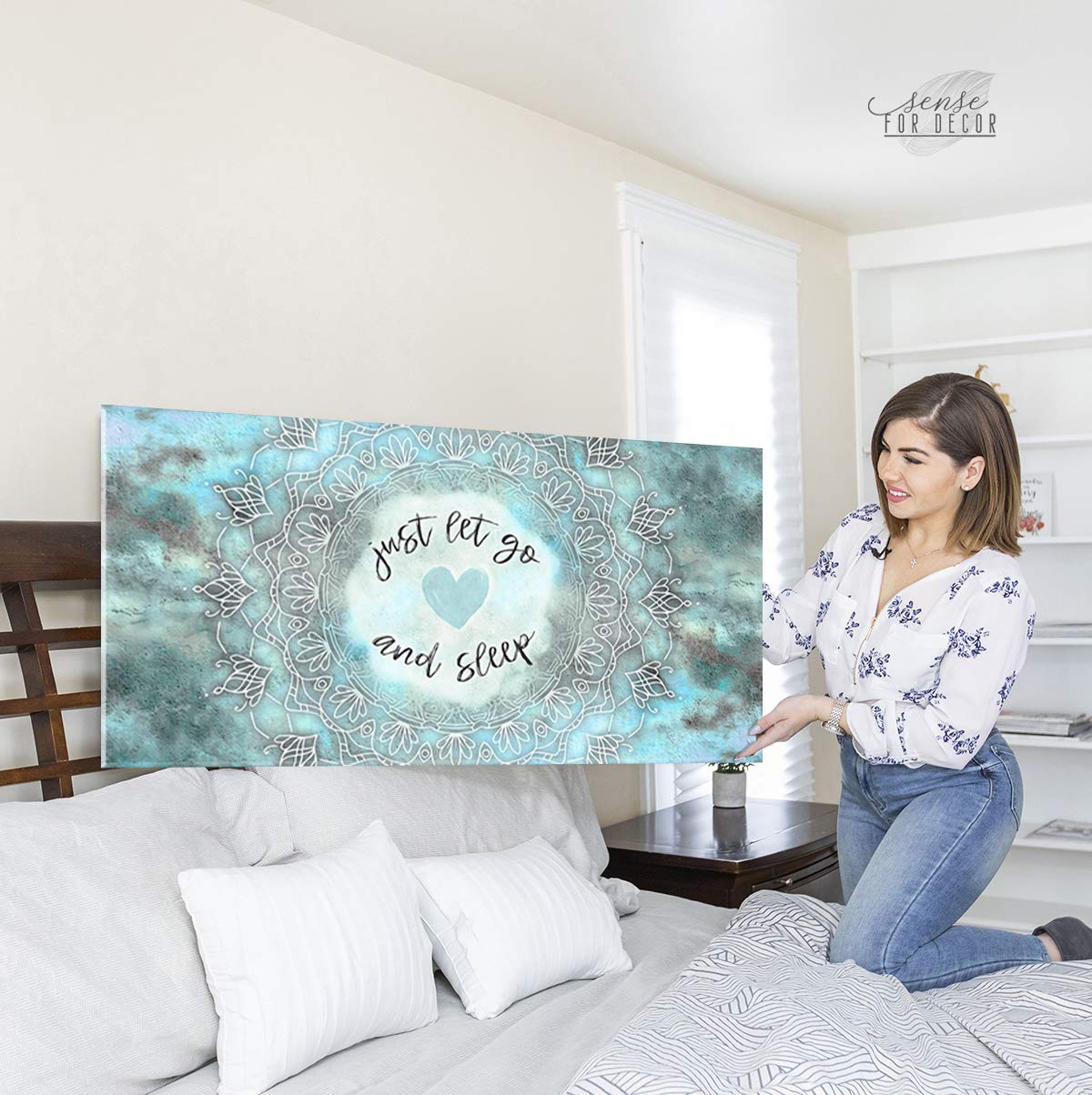 Boho Canvas Wall Art - Large Mandala Decor for Bedroom & Living Room
