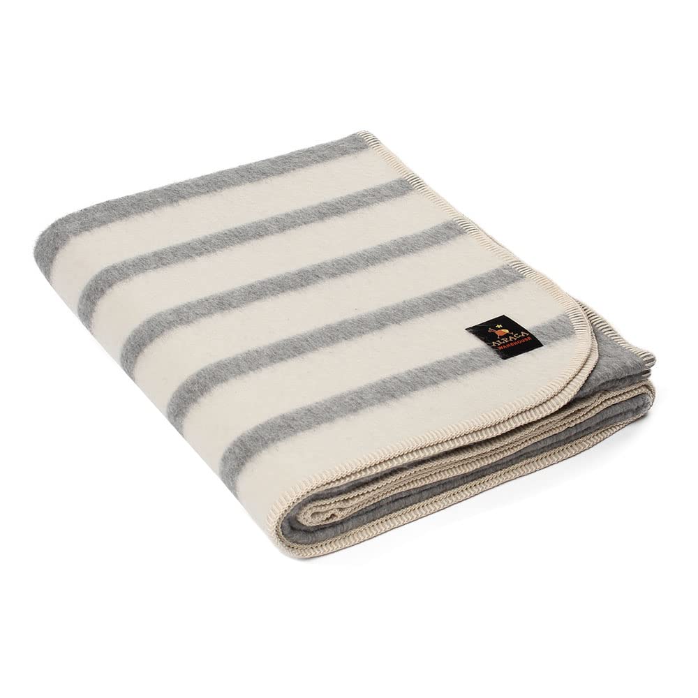 Premium Heavyweight Alpaca Wool Blanket for Camping, Travel & Home - Ultra Soft Peruvian Alpaca Throw - All Season Warmth - Perfect for Sofa, Bed & Outdoor Adventures (Soft Gray/Ivory, Twin Size)