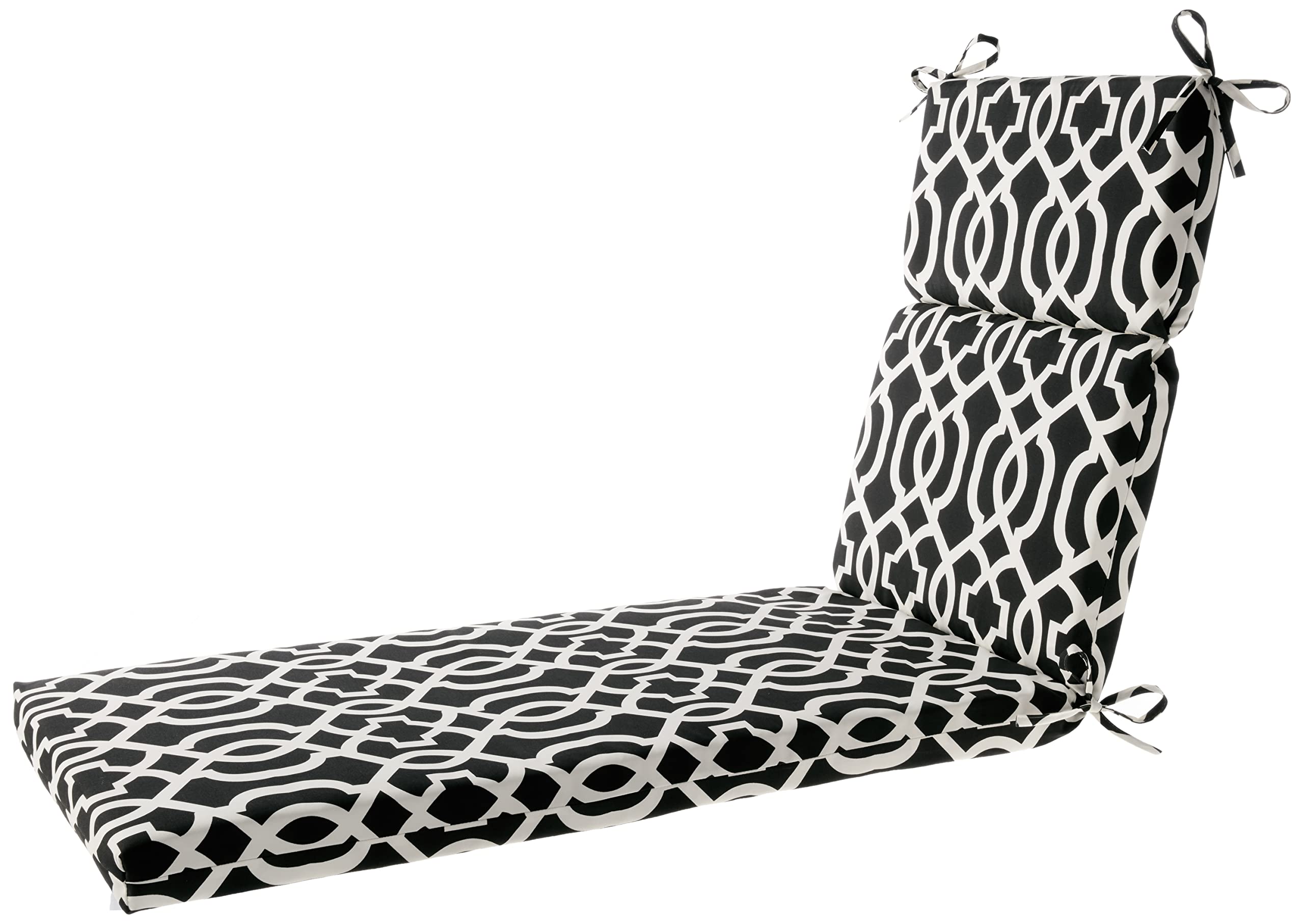 Pillow Perfect Trellis Indoor/Outdoor Split Back Chaise Lounge Cushion - Plush Fiber Fill with Ties, Weather & Fade Resistant, 72.5