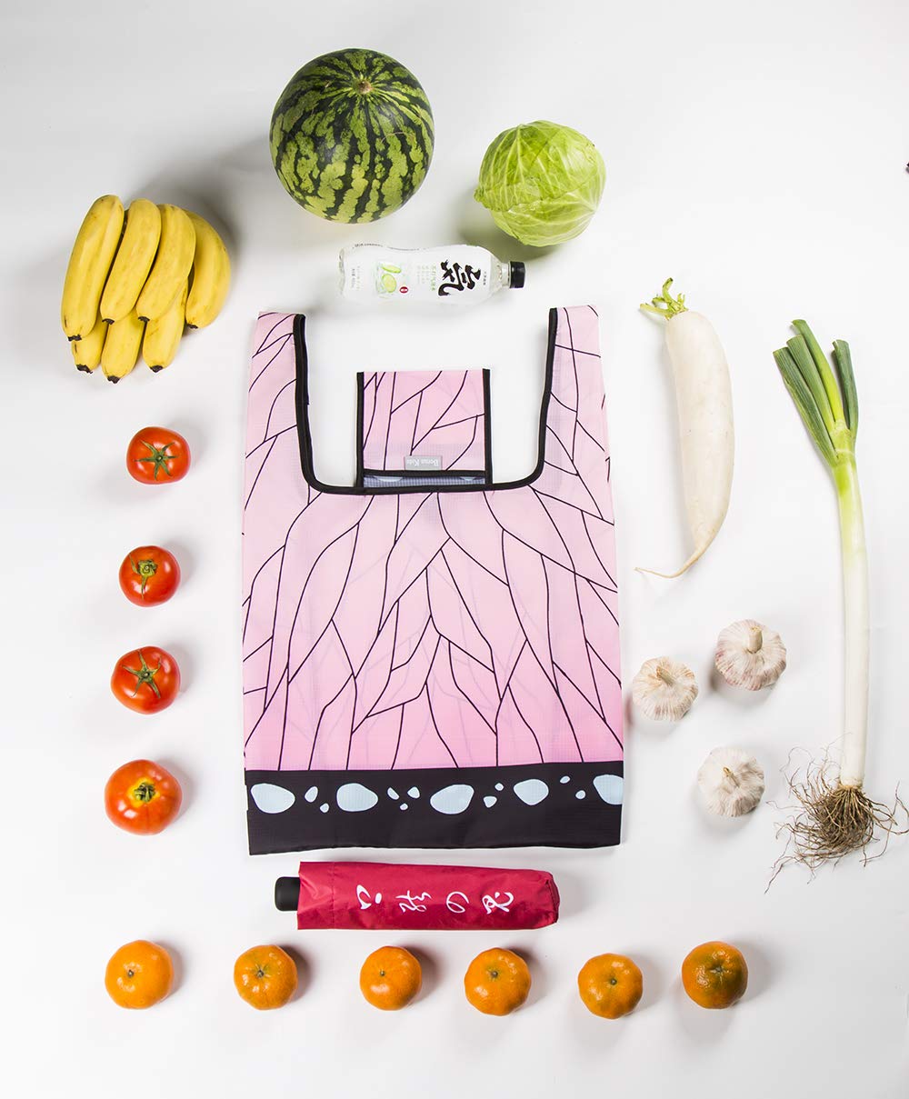 Maxer Japanese Anime Reusable Grocery Tote Bags - 3 Pack XL Eco-Friendly Shopping Bags (50LBS Capacity) for Groceries, Beach, Picnics & Daily Errands