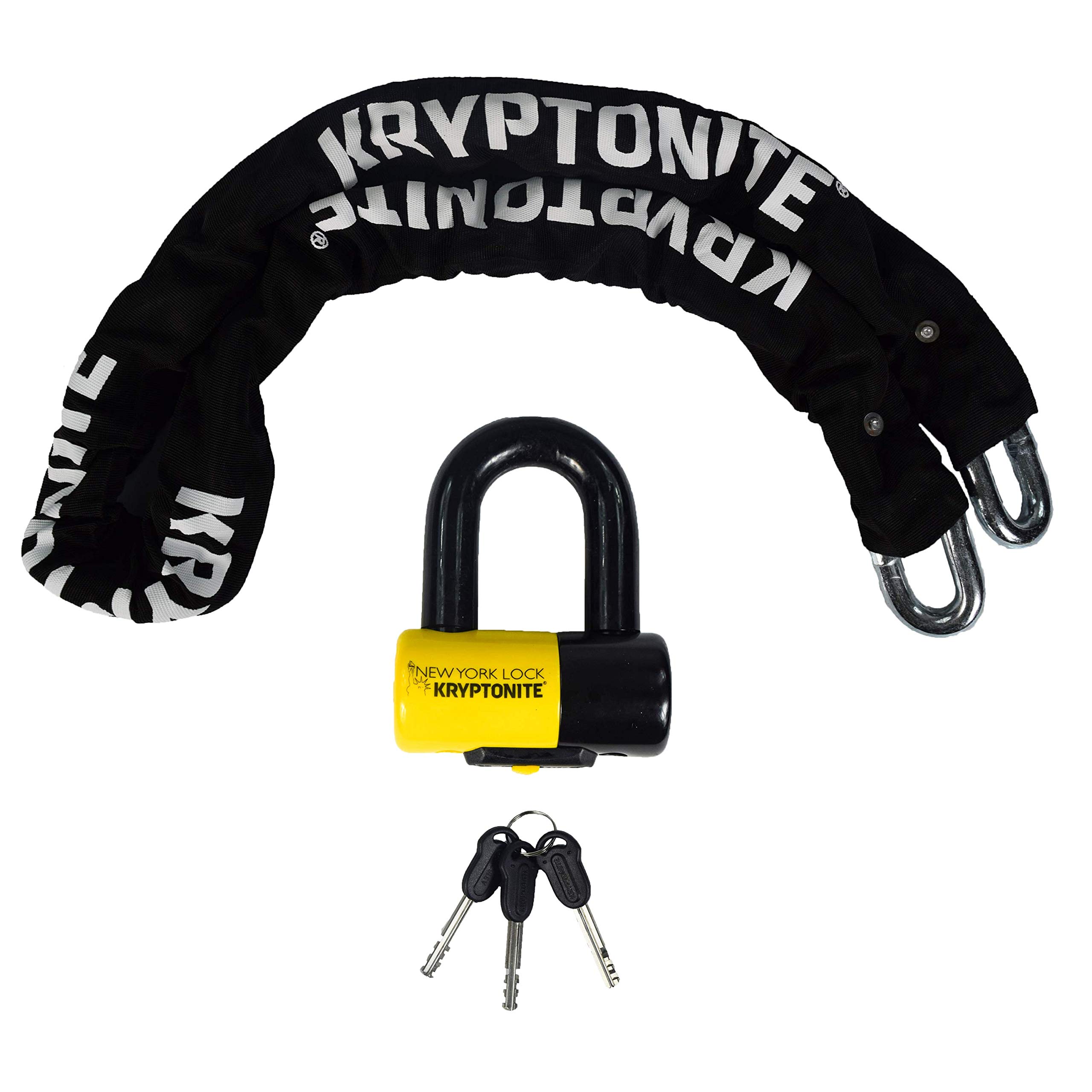 Kryptonite New York Legend 1515 Heavy Duty Bike Chain Lock - 5 Feet 14.5mm Steel Anti-Theft Bicycle Lock with Keys - 10/10 Security for E-Bike, Motorcycle & E-Scooter - Perfect for Urban Commuting & Outdoor Adventures