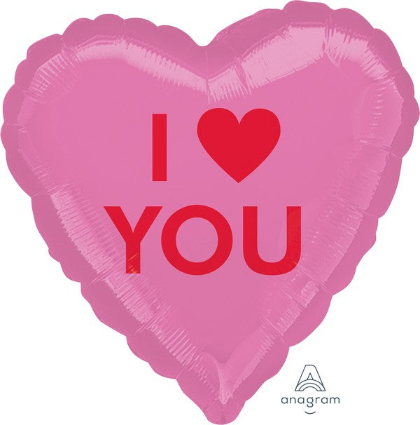 45cm Standard I Heart You Candy Heart Pink Foil Balloon - Perfect for Valentine's Day, Birthday Parties, Baby Showers & Romantic Decorations