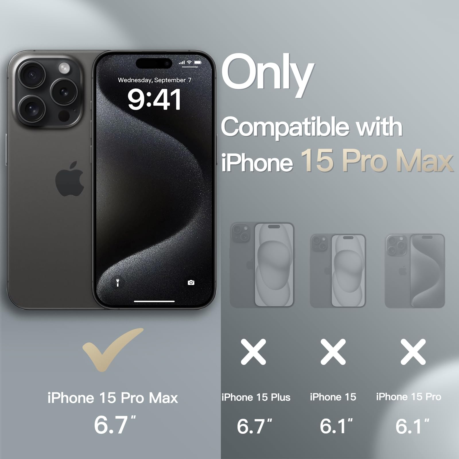 JETech Magnetic Flip Wallet Case for iPhone 15 Pro Max 6.7-Inch - Shockproof PU Leather Cover with Card Holder, Stand Feature & Full Camera Protection (Black Titanium) | Perfect for Business, Travel & Everyday Use