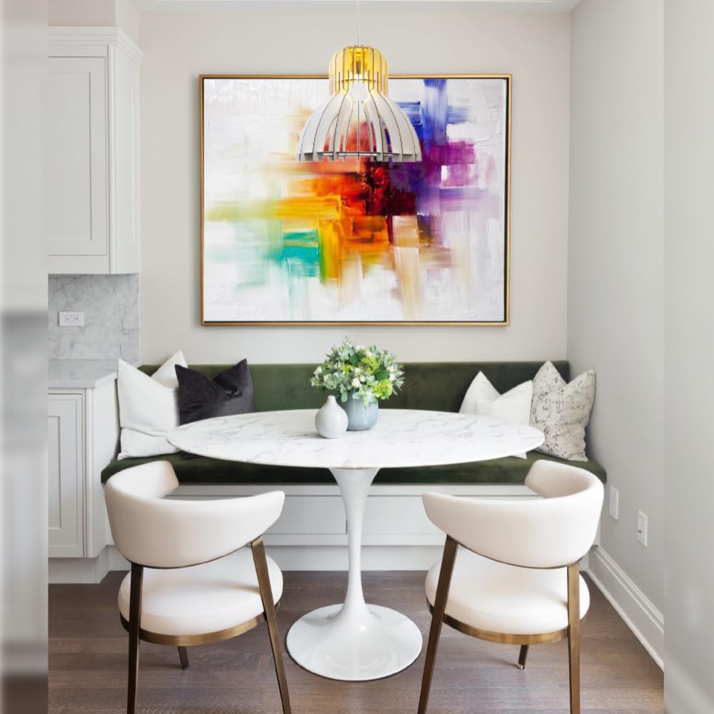 JU05P16WH 1-Light Single Pendant Light Fixture in White - Modern Minimalist Hanging Light for Kitchen Island, Dining Room & Bedroom