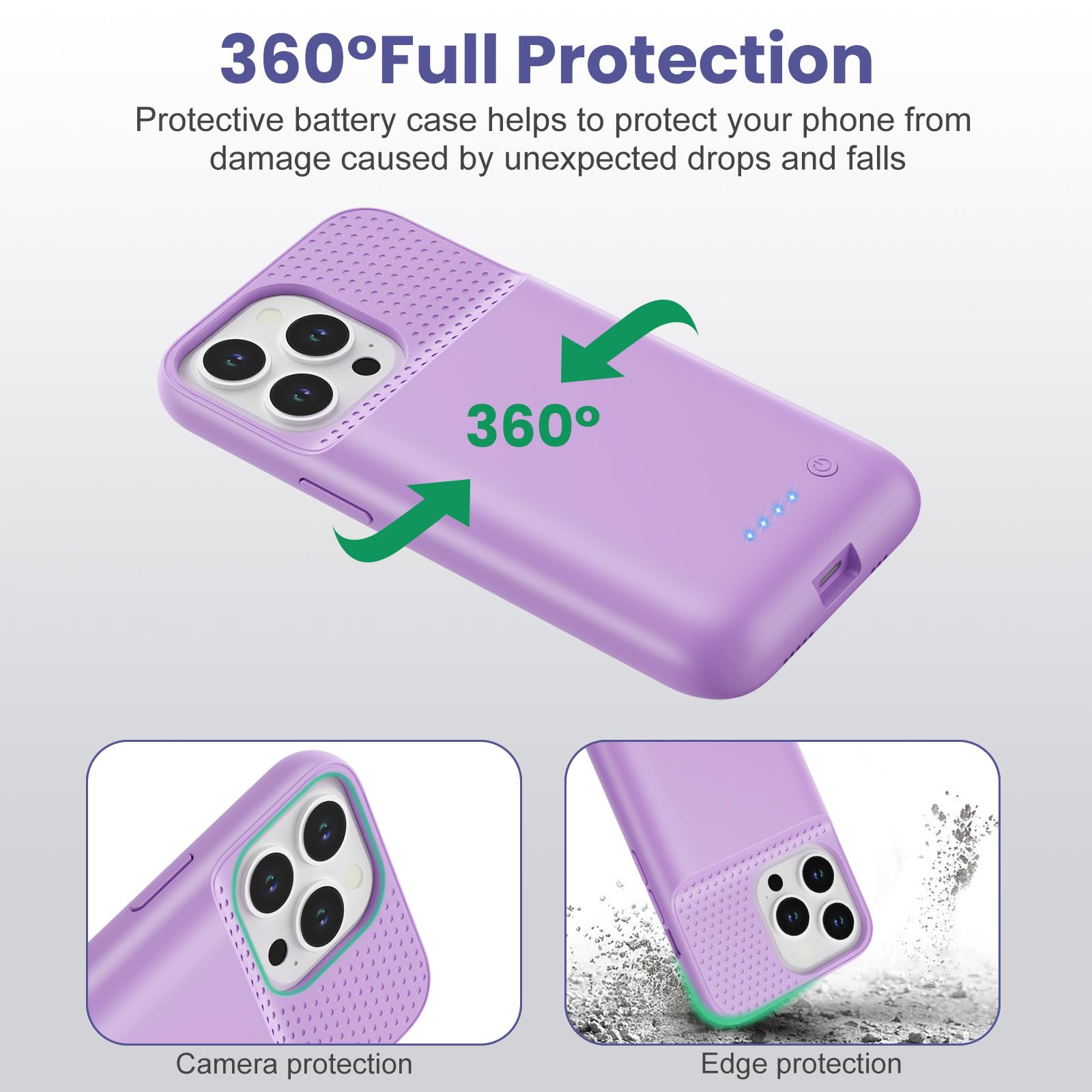 Ekrist 7500mAh Rechargeable Battery Case for iPhone 13/13 Pro/14 (6.1 Inch) - External Power Bank Charger Case with Battery Protection | Perfect for Travel, Outdoor Activities & Emergency Charging