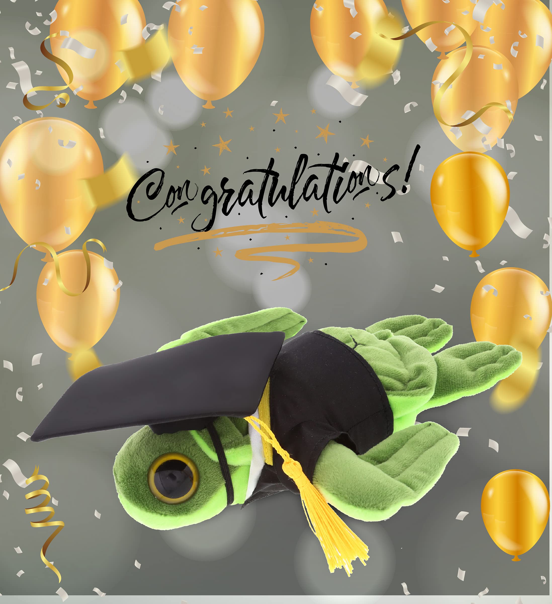 Graduation Plush Stuffed Animal - Big Eyes Sea Turtle with Cap & Gown Outfit - Personalized Graduation Gift for Boys & Girls - 6 Inch Soft Toy - Perfect for Graduation Parties, School Celebrations & Gift Giving