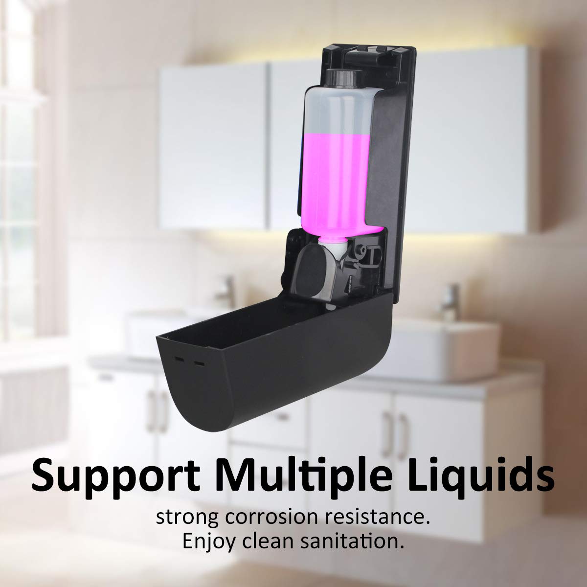**No Drill Shampoo & Conditioner Dispenser - Wall Mounted Shower Dispenser for Bathroom & Hotel - Black Single Chamber - Perfect for Shower, Gym & Spa**