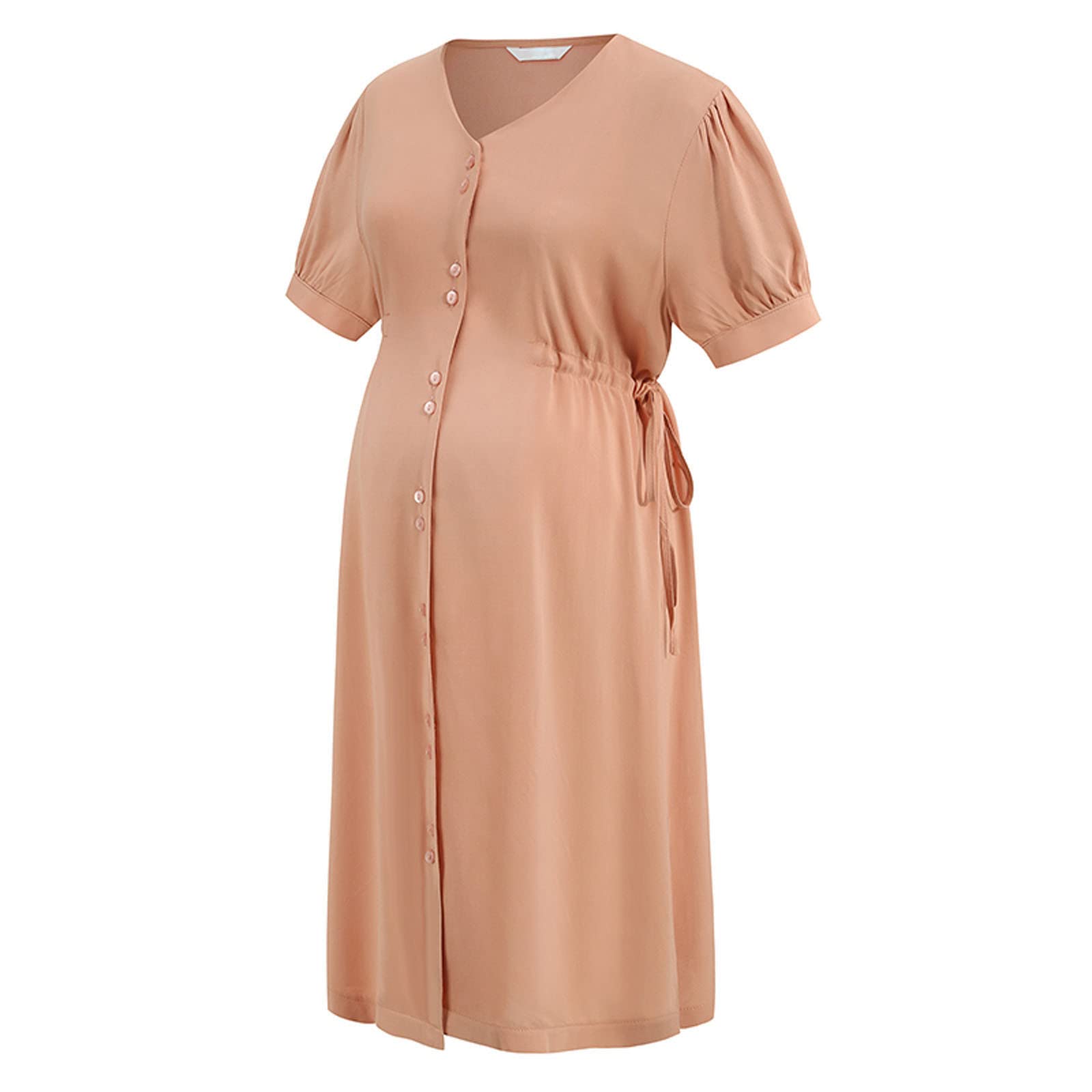 Wovilon Maternity Dresses for Women - Casual Ruched Plus Size Pregnancy Clothes for Spring & Summer | Perfect for Baby Showers, Maternity Photos & Everyday Comfort