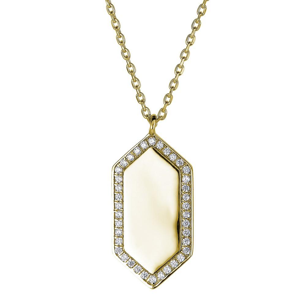 14KT Gold Hexagon Diamond Necklace - 0.10 CTW Genuine Diamond Pendant for Women - Elegant Everyday Jewelry & Special Occasion Gift