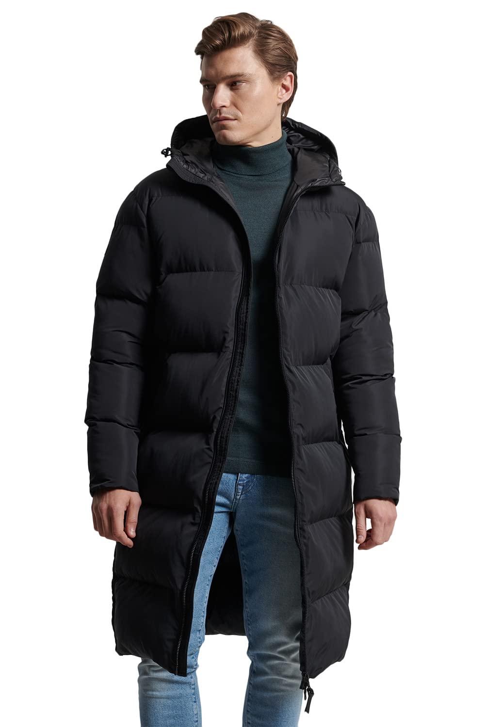 Superdry Men's Longline Duvet Coat - Relaxed Fit Winter Jacket for Men | Warm & Stylish Outerwear for Casual Wear, Travel & Outdoor Activities