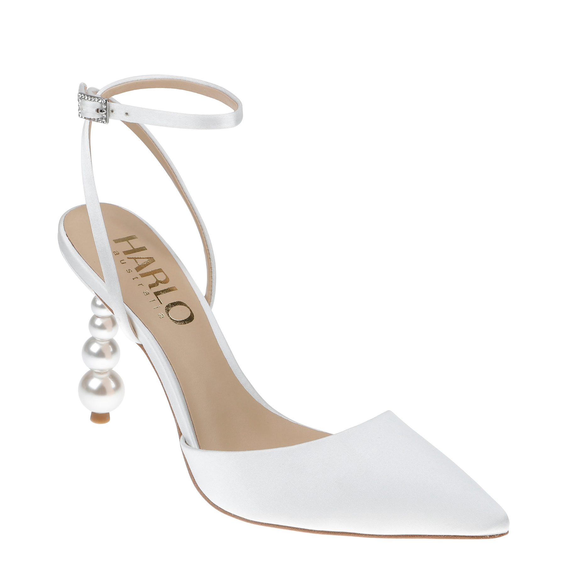 Frances Pearl Heel Stiletto Pointed Toe Pumps - Soft White Women's High Heels for Party, Wedding & Evening Wear