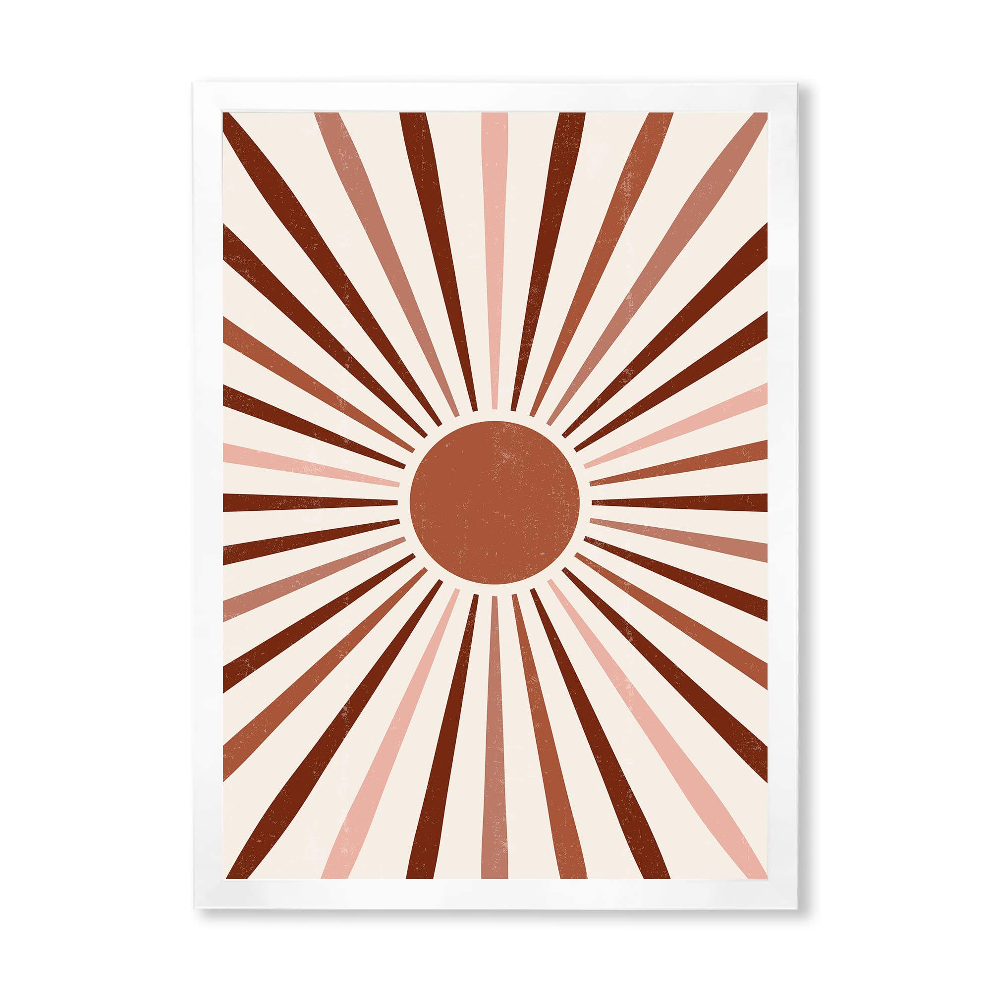 DesignQ Geometric Radiant Sun Modern Framed Wall Art - Contemporary Home Decor for Living Room, Bedroom & Office - Perfect Gift for Housewarming & Interior Design