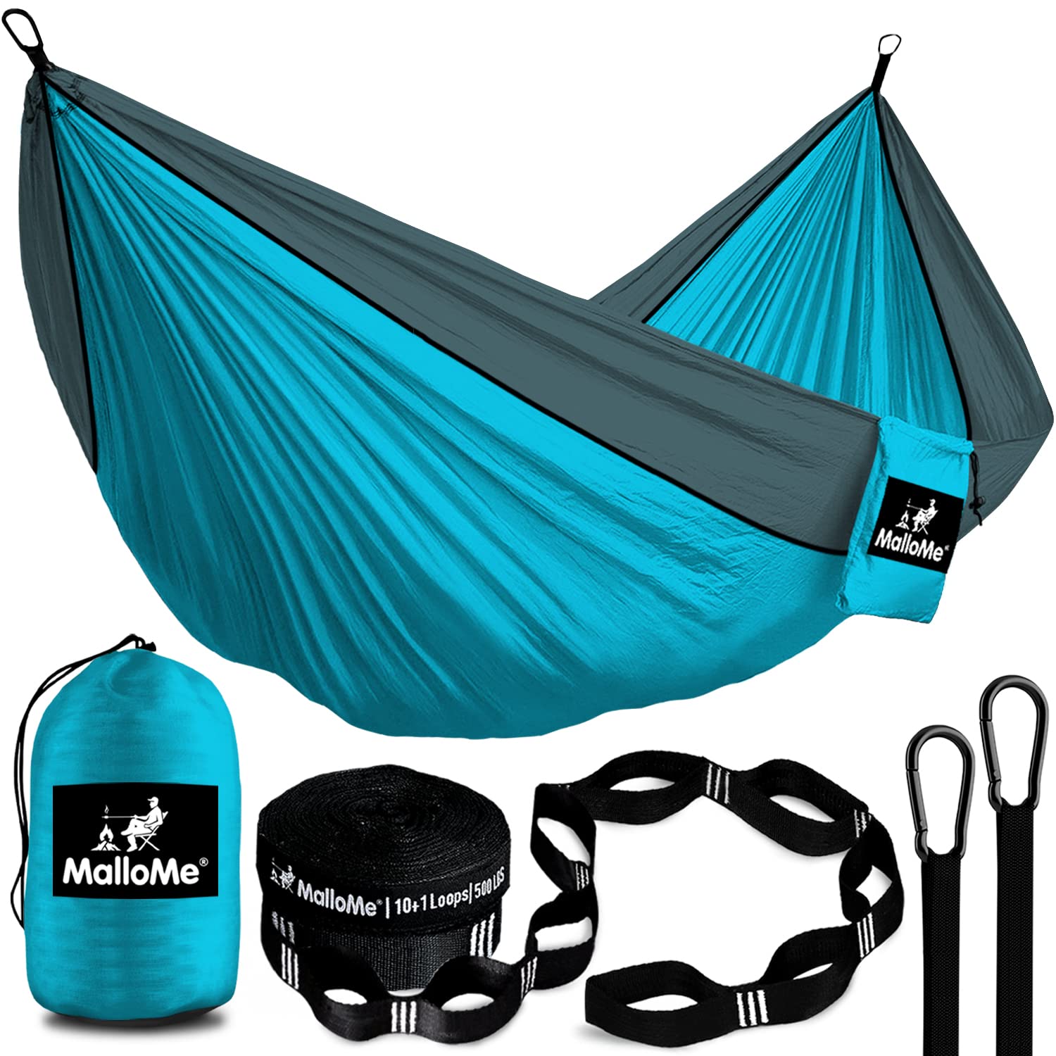 **MalloMe Portable Camping Hammock for Adults & Kids - Heavy Duty Double & Single Outdoor Hammock with Tree Straps - Perfect for Backpacking, Travel, Beach, and Backyard Relaxation**