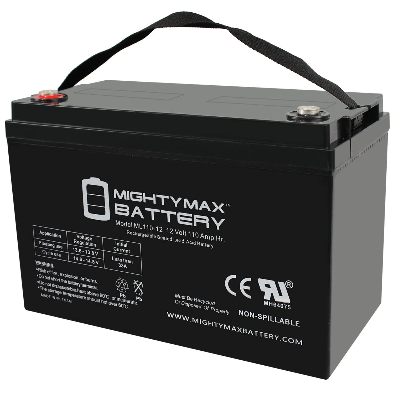 Mighty Max 12V 110AH SLA Replacement Battery for Fire Lite BAT-121000 - Perfect for Home Security Systems, Emergency Lighting & Backup Power Solutions