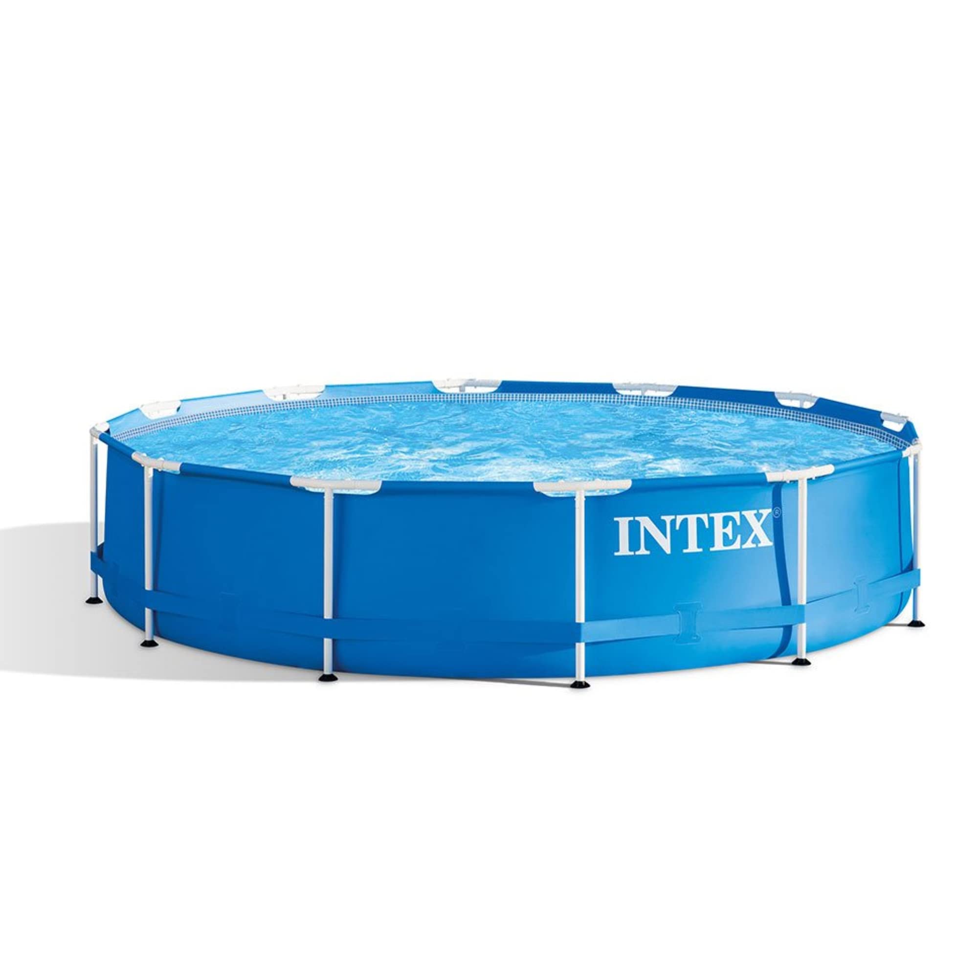 Intex 12ft x 30in Above Ground Swimming Pool with PVC Cover - 6 Person Capacity, Durable Gray Outdoor Pool for Backyard, Garden & Summer Fun