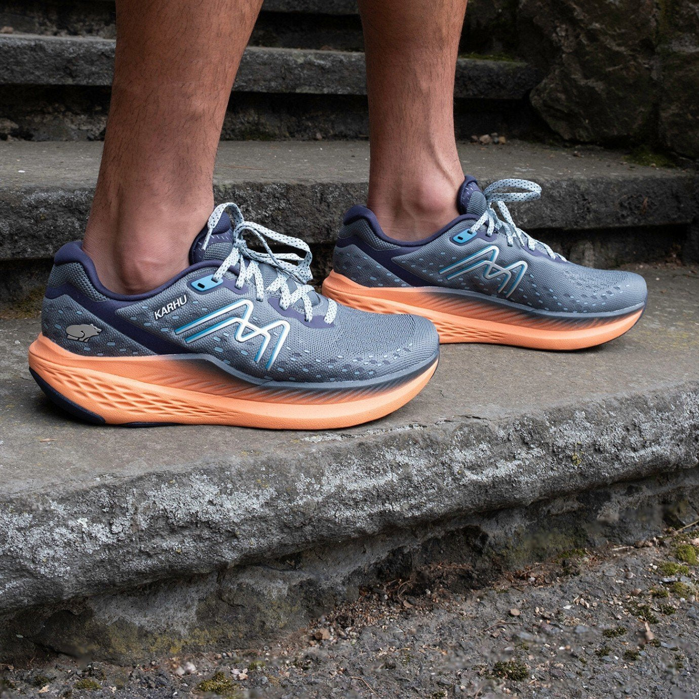 Men's Mestari Run Stormy Weather / Tangerine Running Shoes - Lightweight & Breathable for Jogging, Gym Workouts & Outdoor Activities