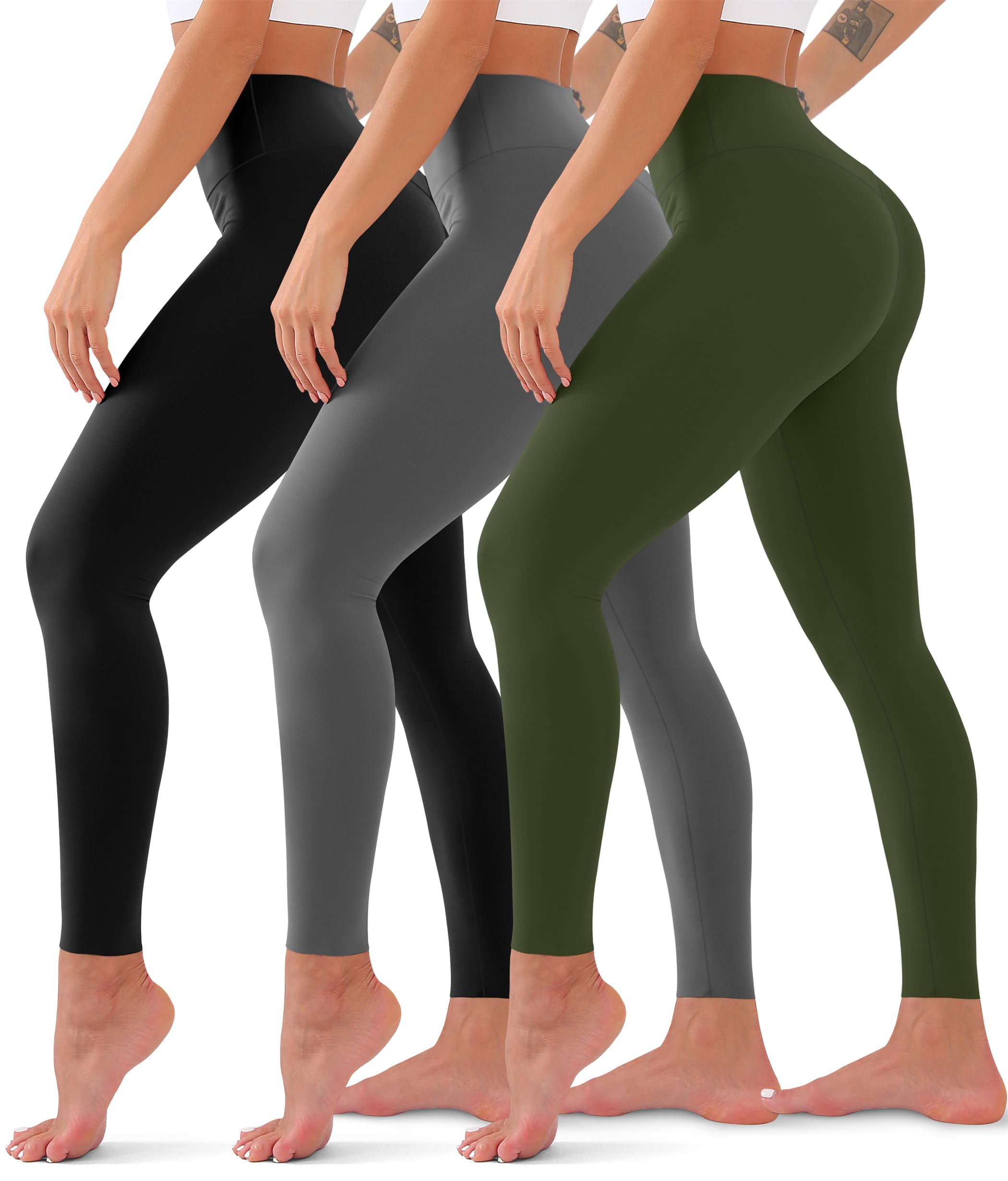 3 Pack High Waisted Yoga Pants for Women - No See Through, Tummy Control Workout Leggings - Buttery Soft Fabric for Running, Gym & Lounge Wear - Perfect for Fitness, Yoga & Everyday Comfort