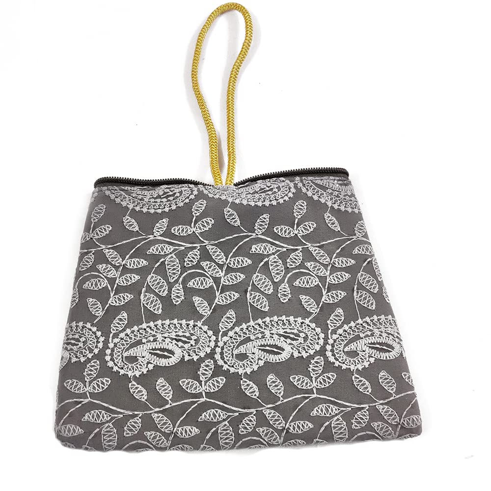 Avanti Creations Lucknowi Embroidered Potli Bags - Elegant Indian Clutch Purses for Women, Wedding Gift Bags, Samosa-Shaped Handmade Potli for Festivals & Special Occasions