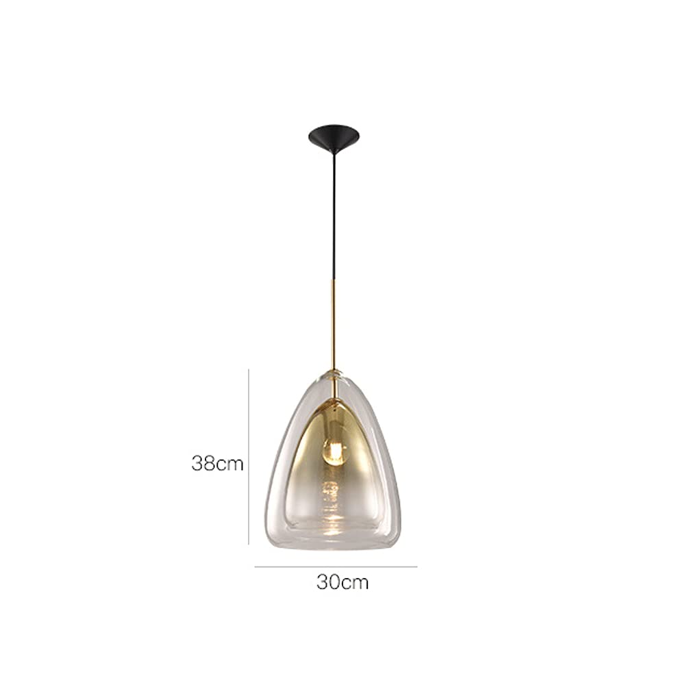 Modern Glass Pendant Light - Minimalist Double Layer Ceiling Lamp with Gradient Gold Finish for Living Room, Dining Room, Office | Stylish Home & Workspace Lighting Decor