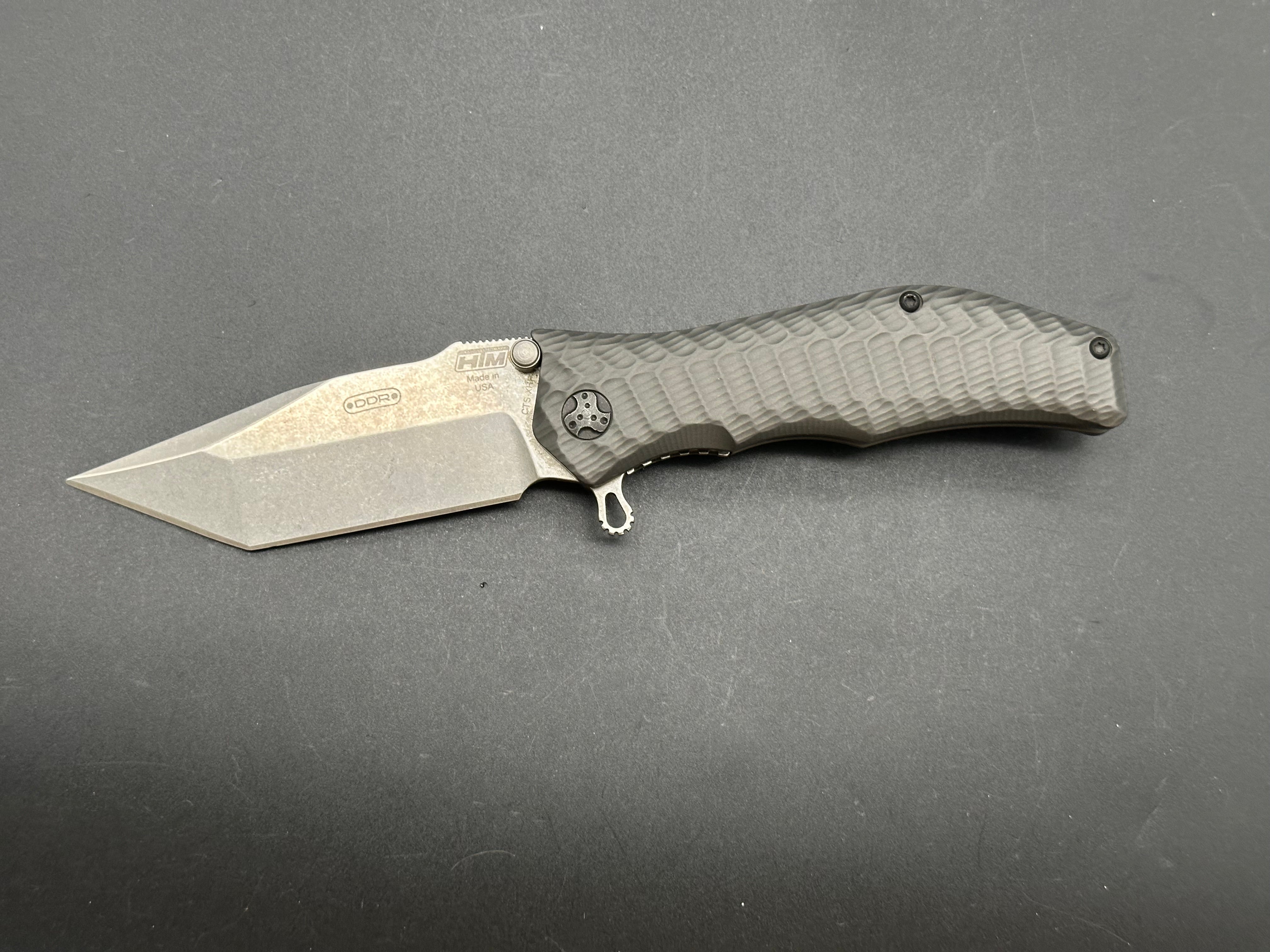 HTM Knives Darrel Ralph DDR Gun Hammer Tanto Folding Knife - CTS XHP Steel Blade, Tactical EDC Pocket Knife for Outdoor Camping, Hunting, and Survival Gear