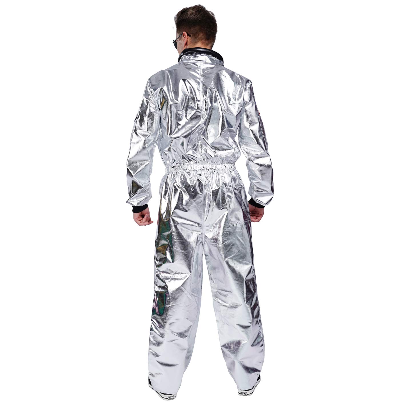 DSplay Adult Astronaut Space Jumpsuit Costume - NASA-Inspired Halloween Cosplay with Embroidered Patches & Functional Pockets | Perfect for Halloween Parties, Cosplay Events & Space-Themed Photoshoots