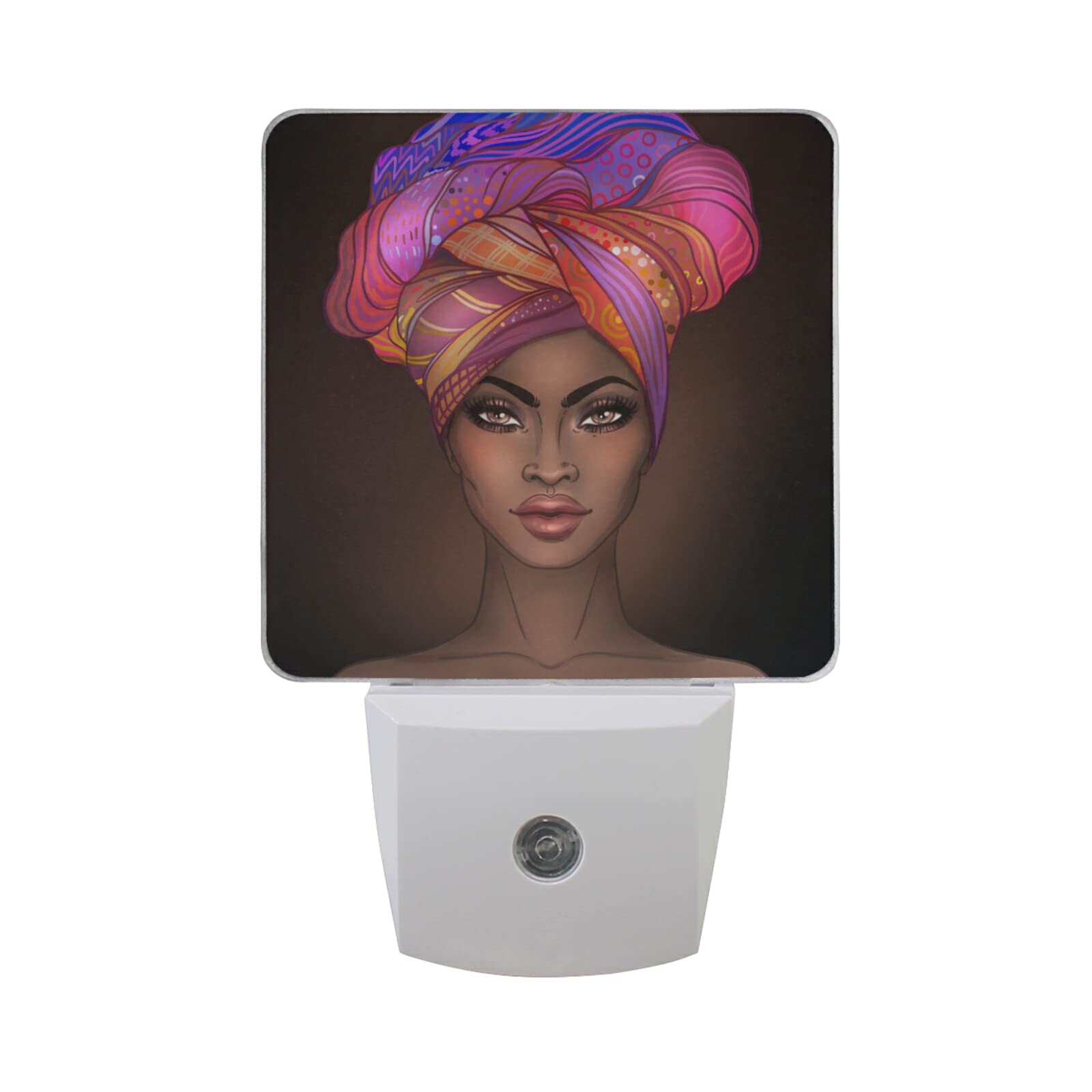 OREZI 2 Pack African Girl LED Night Light - Auto Dusk to Dawn Sensor, Plug-in Nightlights for Bedroom, Bathroom, Kitchen, Hallway & Stairs - Perfect for Kids Rooms, Nursery & Safe Nighttime Navigation