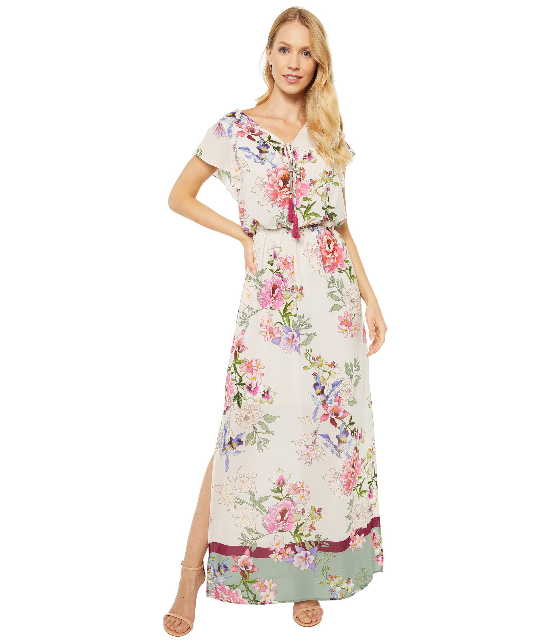 Adrianna Papell Women's Floral Print Maxi Dress - Elegant Long Flowy Summer Dress for Weddings, Parties & Beach Vacations