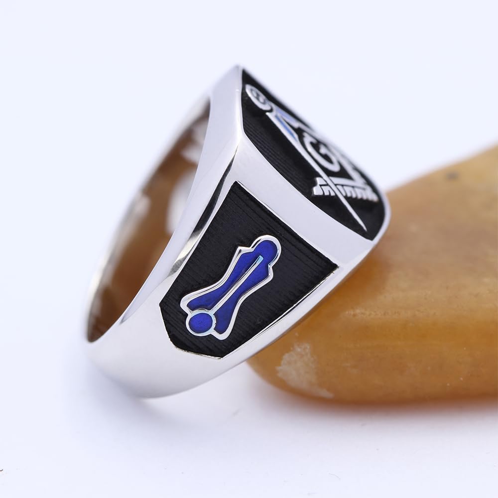 Freemasonry Rings for Men & Women - Sterling Silver Masonic Badge Rings, Custom Engraved, Anti-Tarnish & Durable (Set of 10) - Perfect for Lodge Meetings, Gifts & Masonic Events