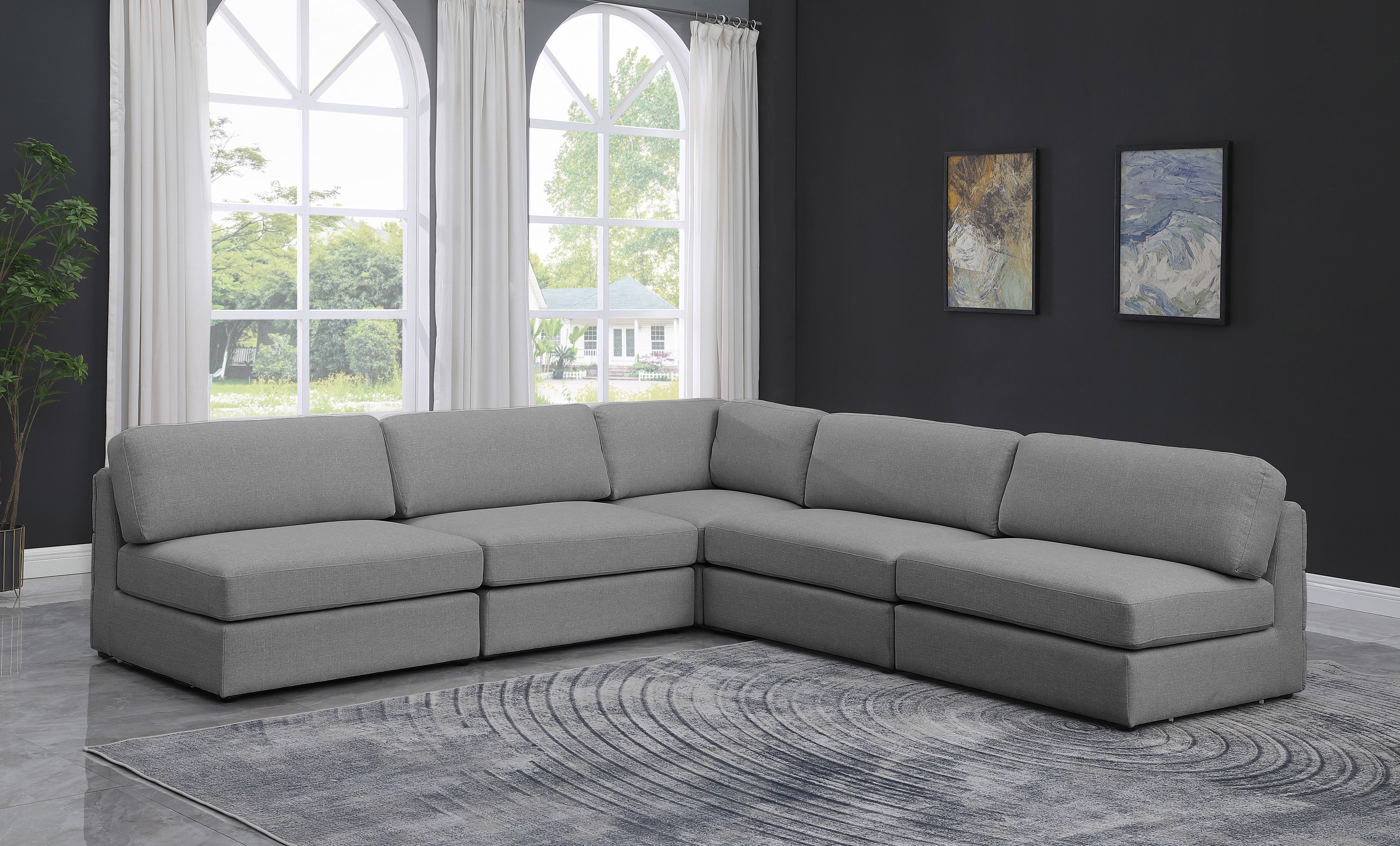 Beckham Durable Linen Textured Fabric Modular Sectional Sofa - Modern L-Shaped Couch for Living Room, Family Room & Home Theater Comfortable Seating