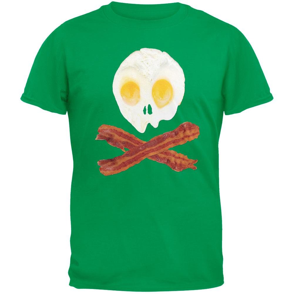 Skull and Crossbones Eggs & Bacon Graphic Adult T-Shirt - Funny Breakfast Lover Tee for Men & Women - Perfect for Halloween, Pirate Parties & Casual Wear