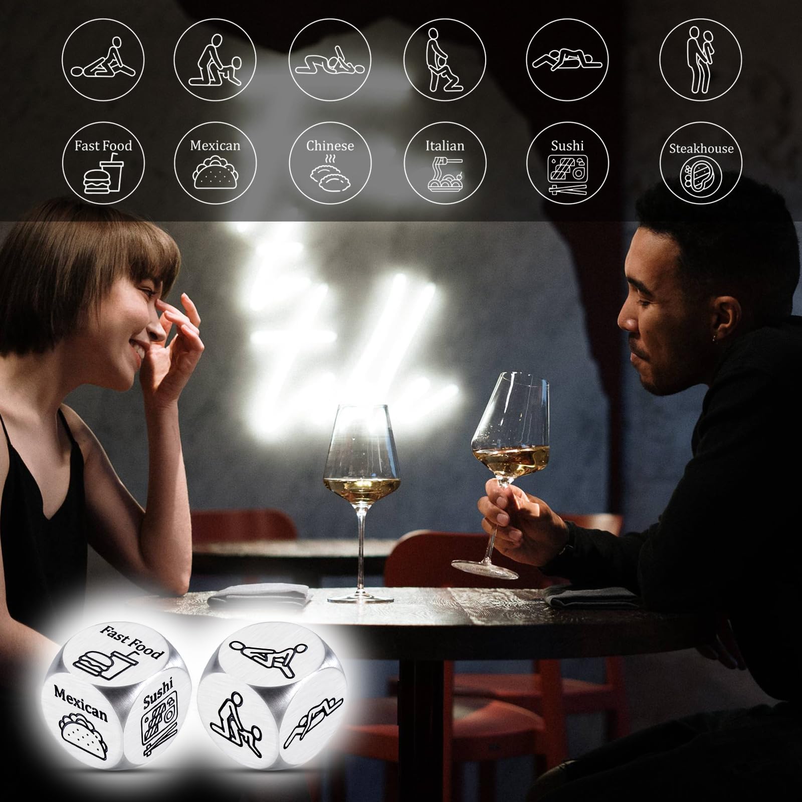 6th Anniversary Iron Dice Gift Set - Funny Couples Decision Making Dice for Date Night, Boyfriend, Girlfriend, Bridal Shower & Honeymoon | Unique Wedding Gift for Husband or Wife | Perfect for Romantic Evenings & Game Nights