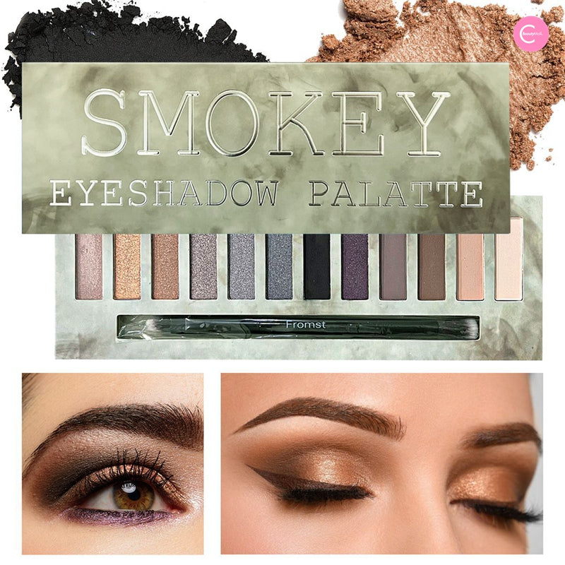 FROMST Subtle Glow 12 Color Eyeshadow Palette - Natural & Shimmer Makeup Set for Day & Night Looks | Perfect for Parties, Weddings & Everyday Wear