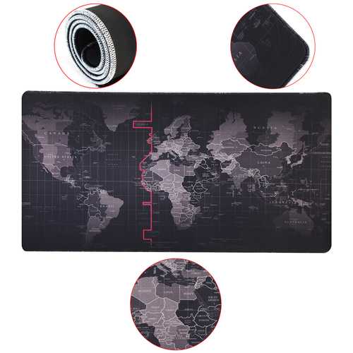 800x400x4mm Large Non-Slip Laptop Keyboard Pad with World Map Design - Perfect for Office, Gaming & Home Computer Desks