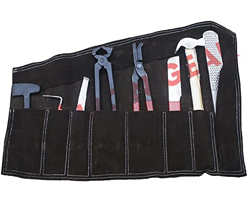 Professional Farrier Tool Kit - 8 Piece Horse Hoof Care Set with Leather Case for Grooming, Trimming & Shoeing | Essential Equine Care Tools for Blacksmiths & Horse Owners