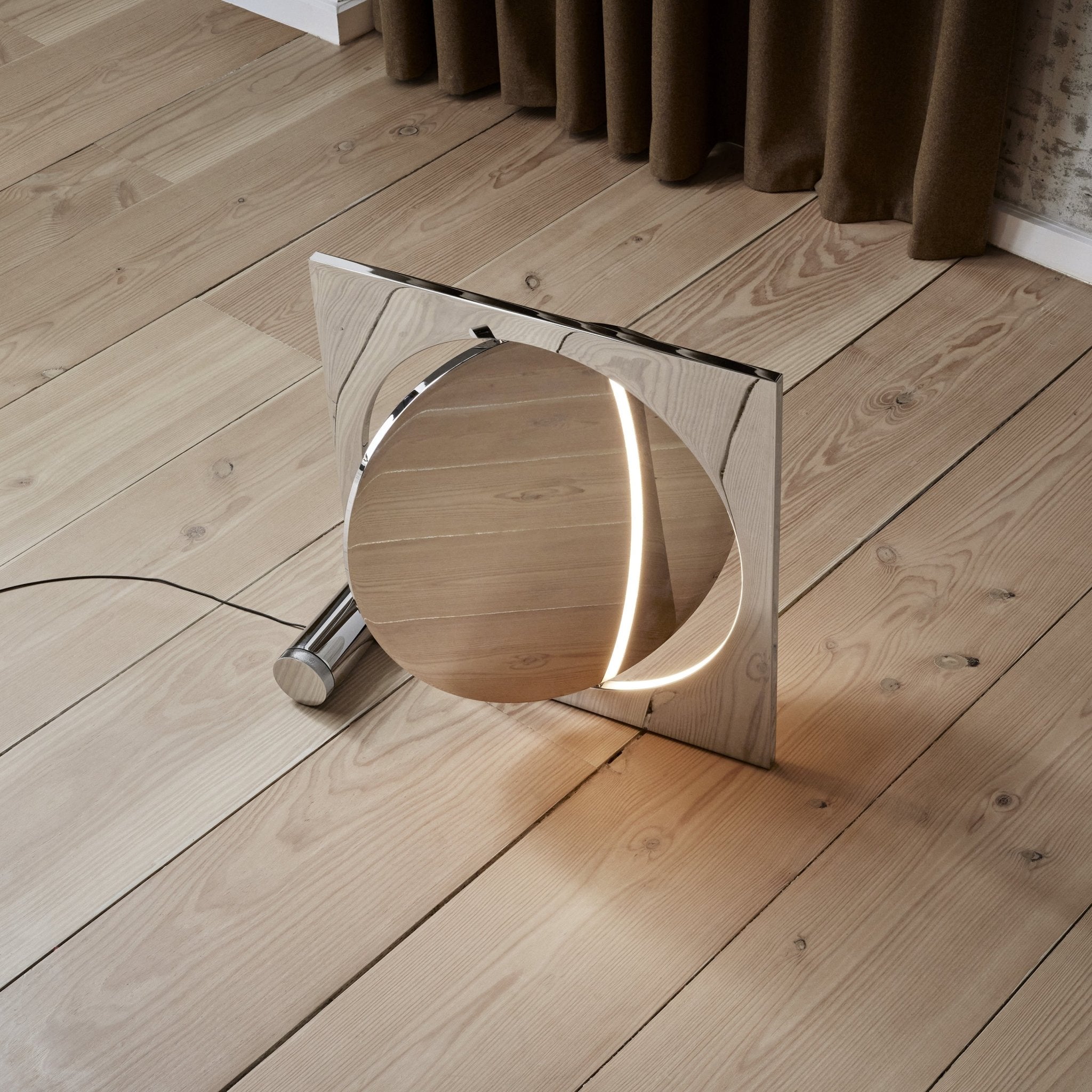 Eclipse Mirror Table Lamp - Modern Vanity Desk Lamp with Adjustable Brightness for Bedroom, Makeup, Reading & Office Decor