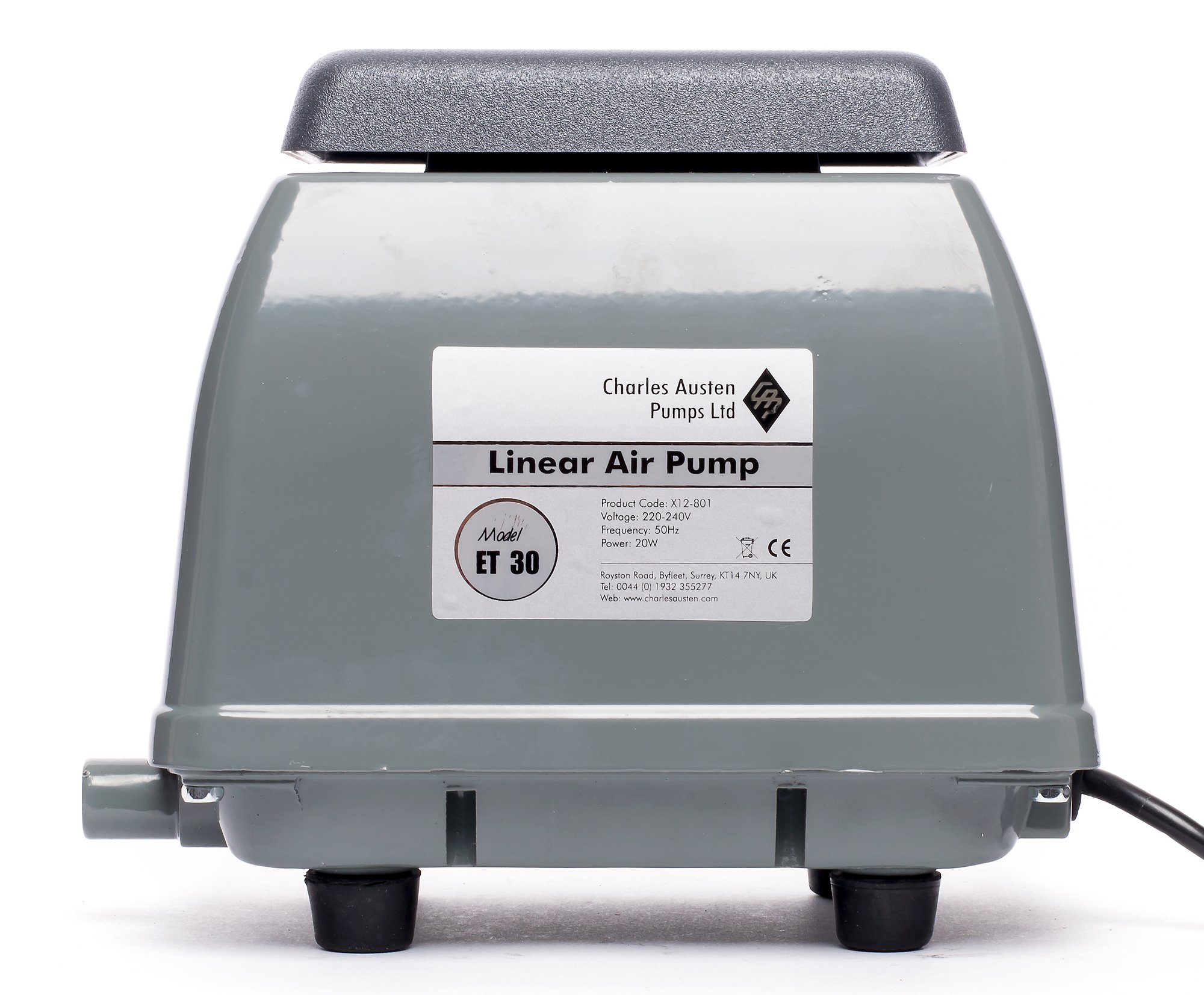 Charles Austen ET 30 Air Pump - 30L/min High Performance Aquarium Air Pump for Fish Tanks, Ponds & Hydroponics Systems | Quiet Oxygen Pump for Aquatic Plants & Aeration