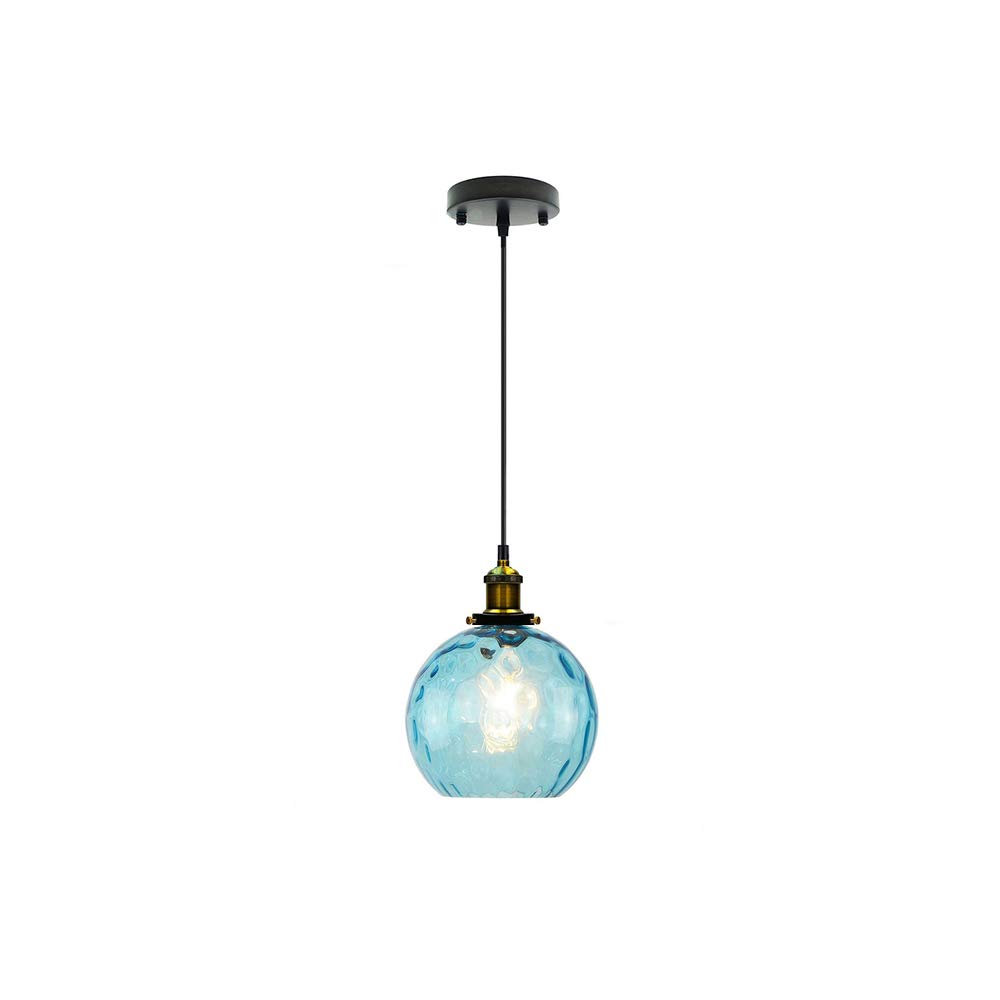 Blue Industrial Pendant Light Shade - 15cm Hanging Ceiling Fixture for Kitchen Island, Dining Room, Farmhouse Bedroom & Outdoor Use | Vintage Style Lighting for Home Decor