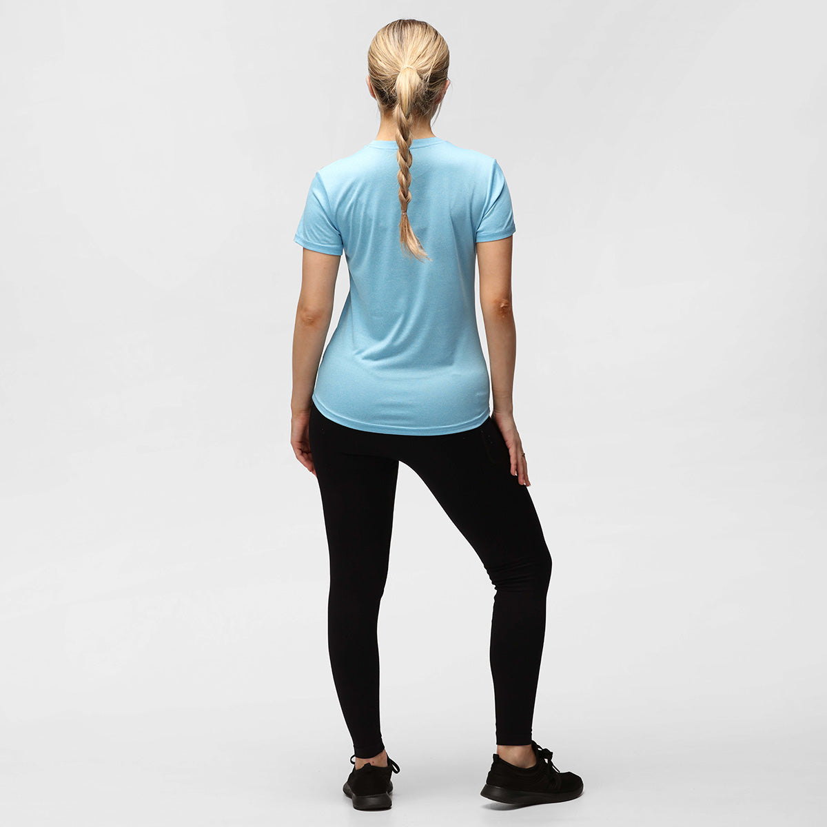 Turquoise Melange Diamond Women's Technical T-Shirt - Moisture Wicking, Breathable & Stylish for Workouts, Yoga & Casual Wear