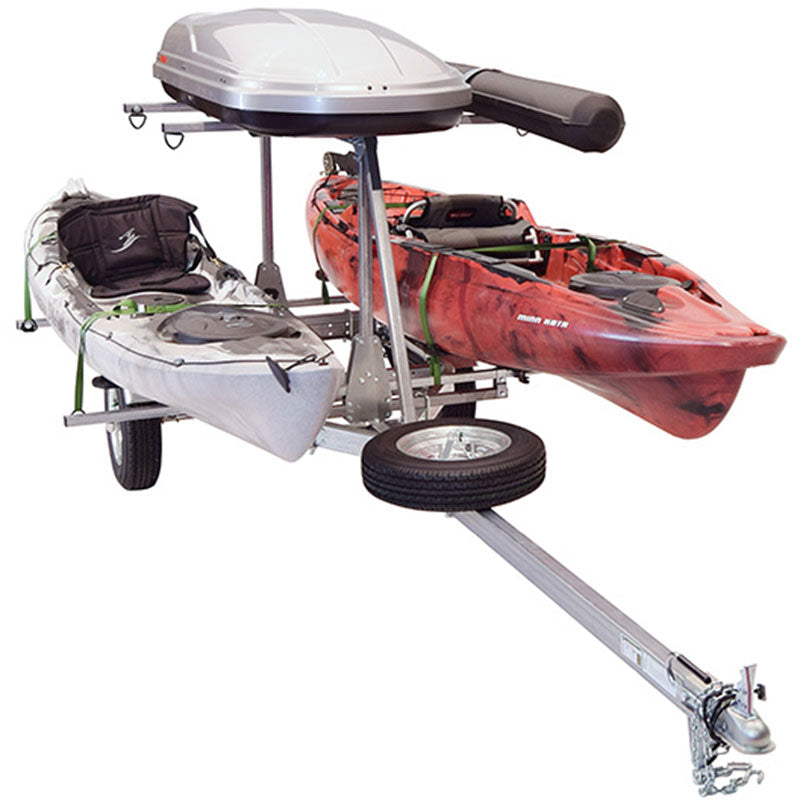 Malone MicroSport LowBed 2 Boat MegaWing Kayak Trailer Package with 2nd Tier - Heavy Duty Watercraft Carrier for Kayaks & Canoes - Perfect for Outdoor Adventures & Lakeside Camping